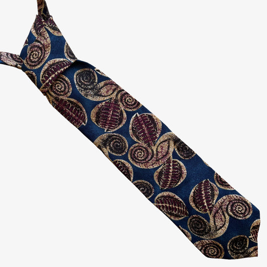 Vintage Y2K Hugo Boss Abstract Floral Leaf Print Silk Tie - Casspios Dream
