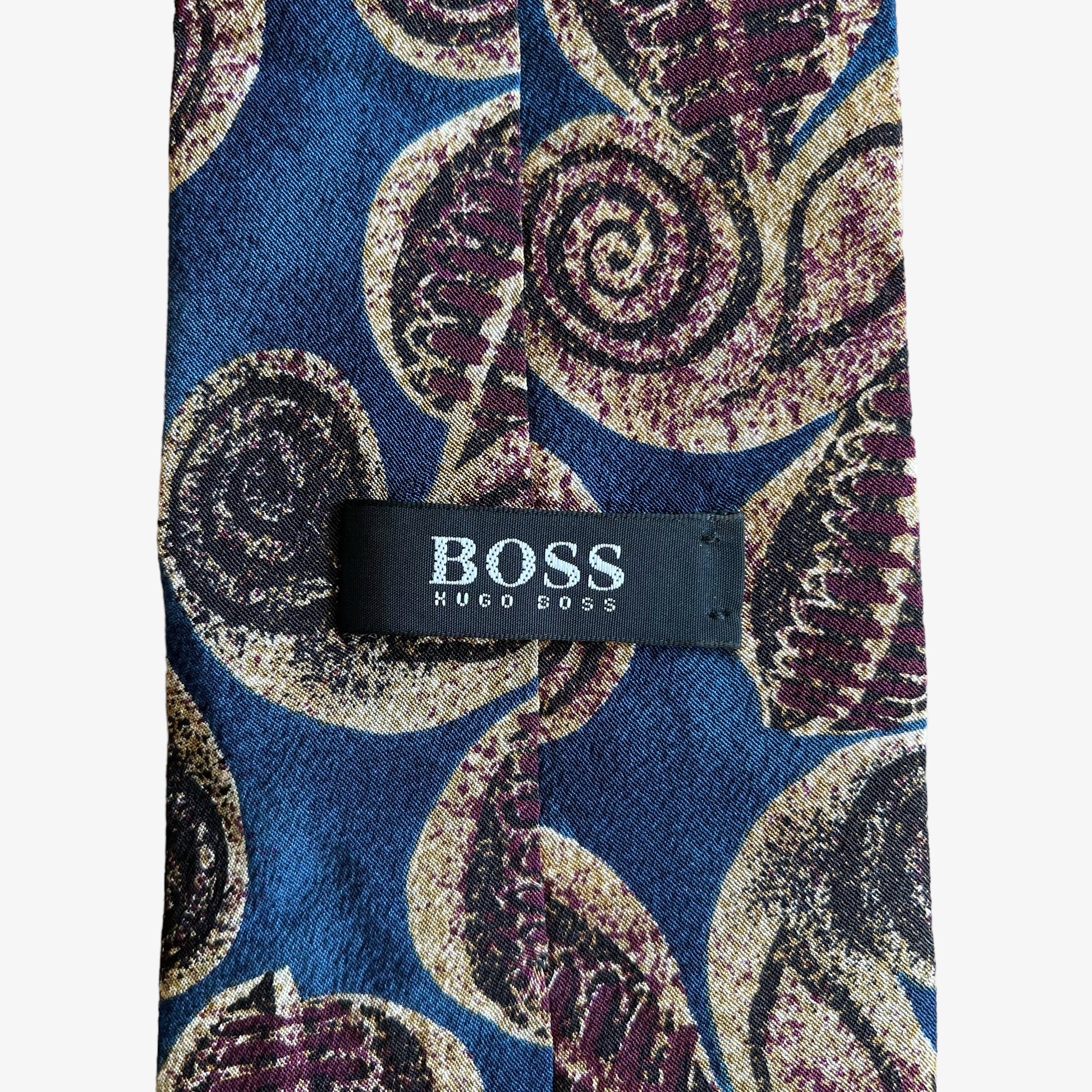 Vintage Y2K Hugo Boss Abstract Floral Leaf Print Silk Tie Label - Casspios Dream