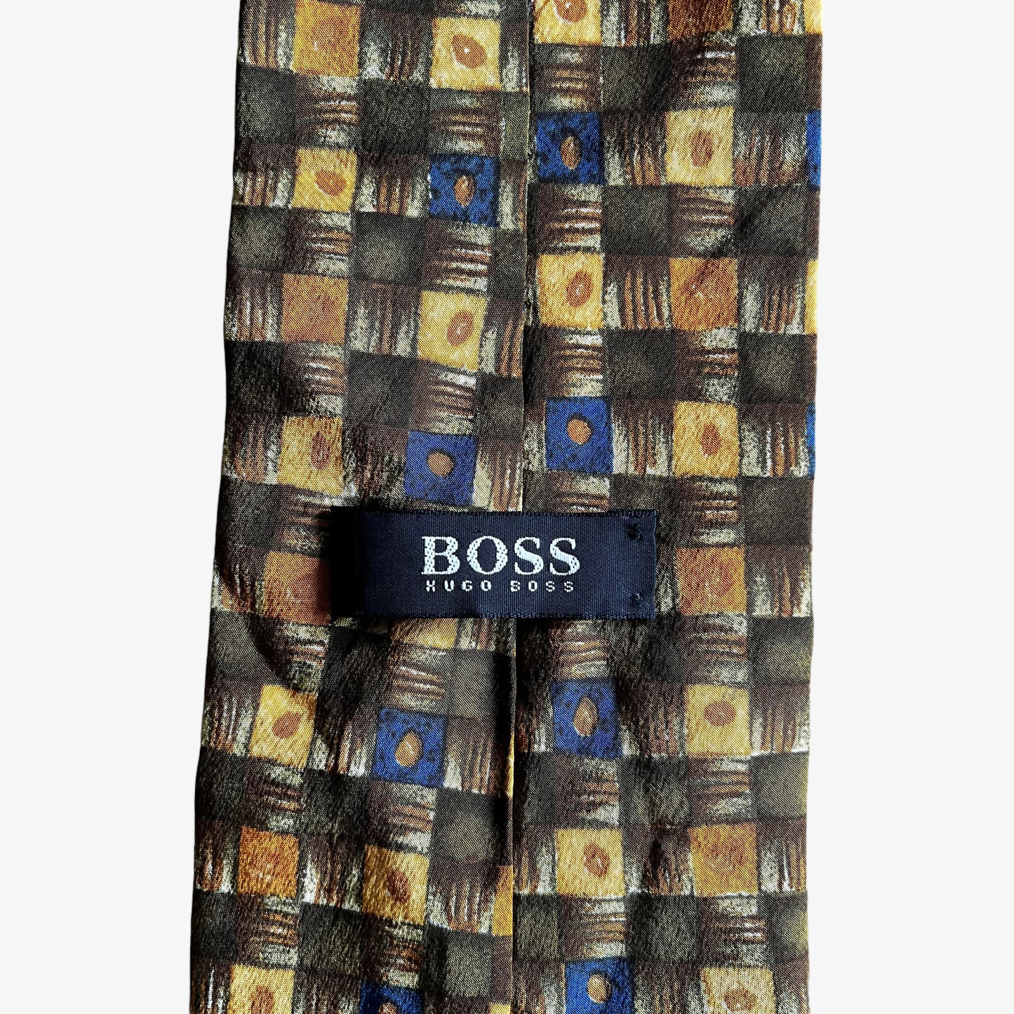 Vintage Y2K Hugo Boss Abstract Square Geometric Silk Tie Label - Casspios Dream