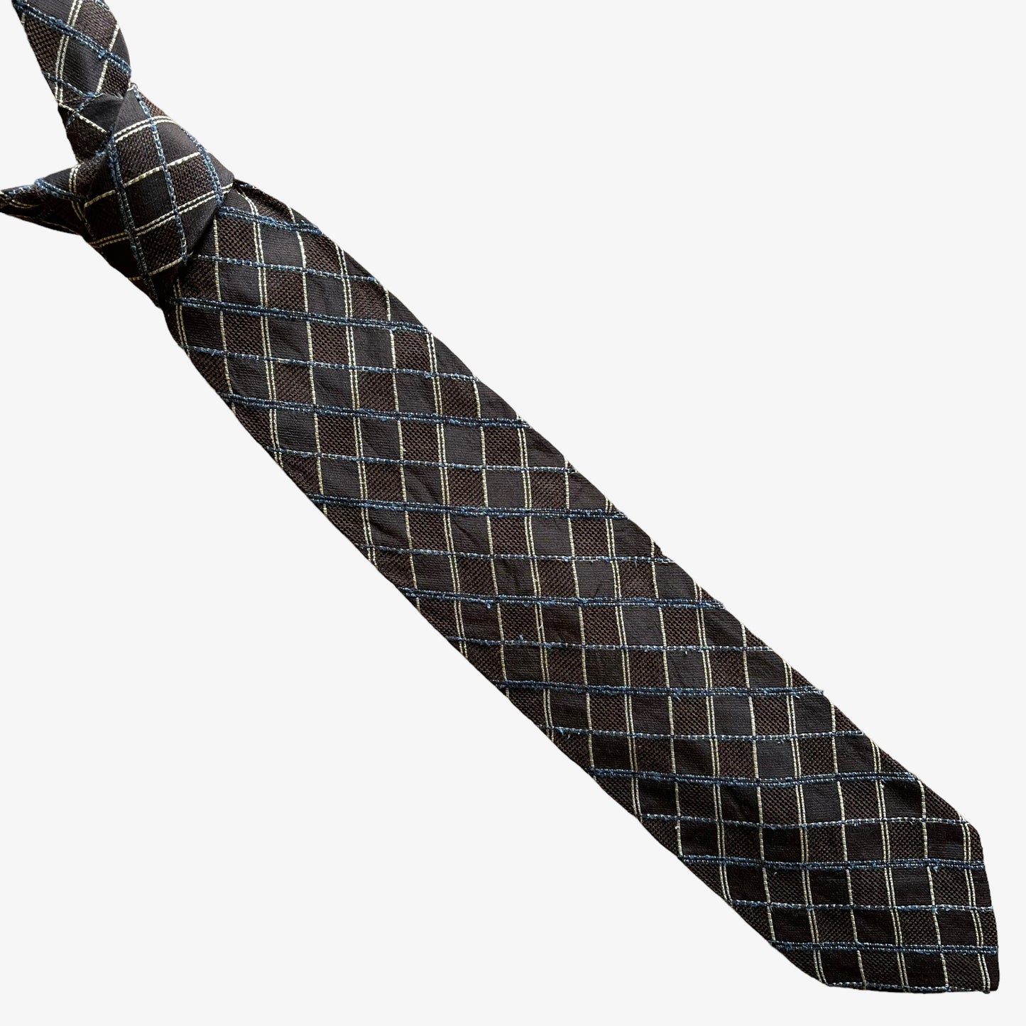 Vintage Y2K Hugo Boss Striped Check Print Silk Wool Tie - Casspios Dream
