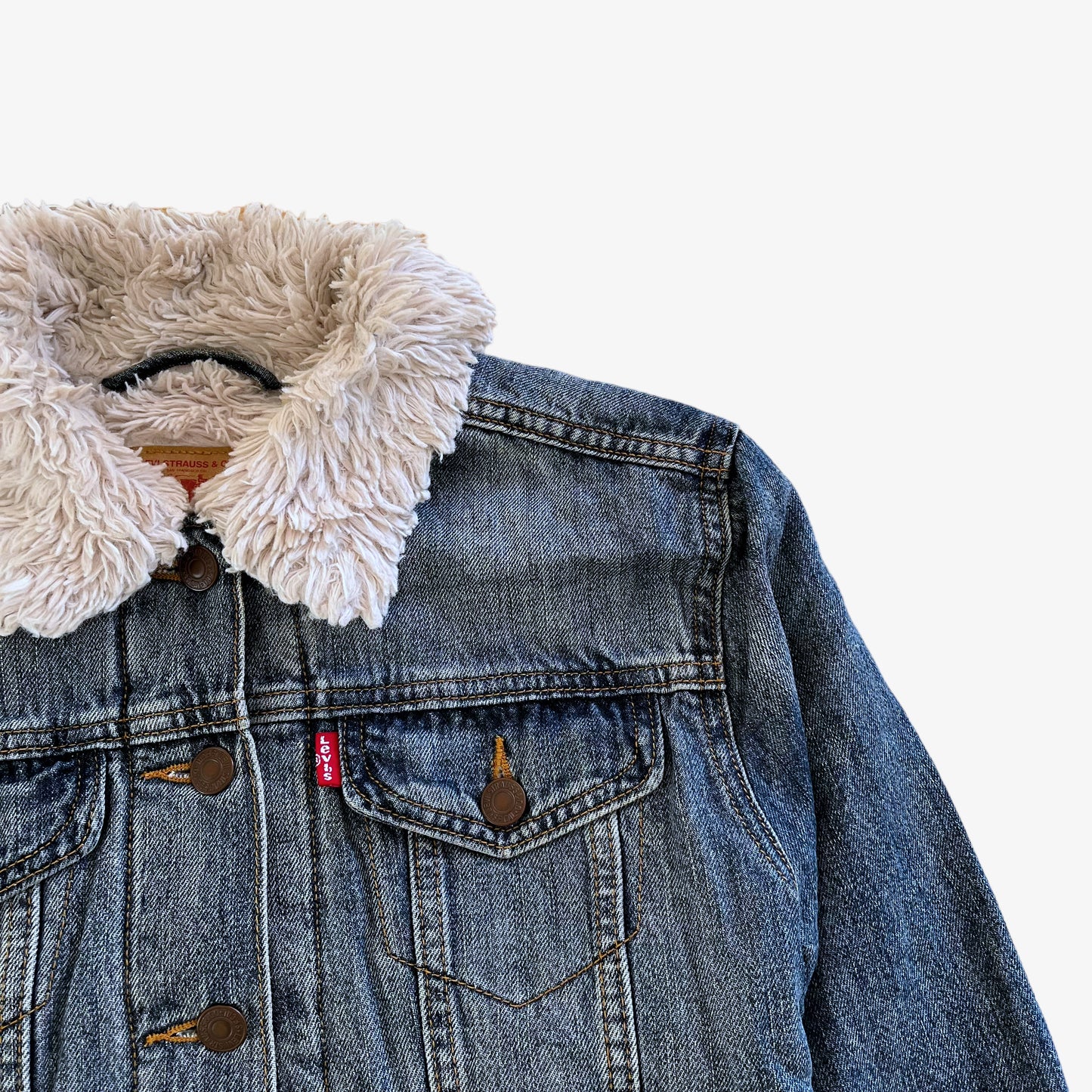 Vintage Y2K Levis Denim Jacket With Sherpa Lining Tag - Casspios Dream