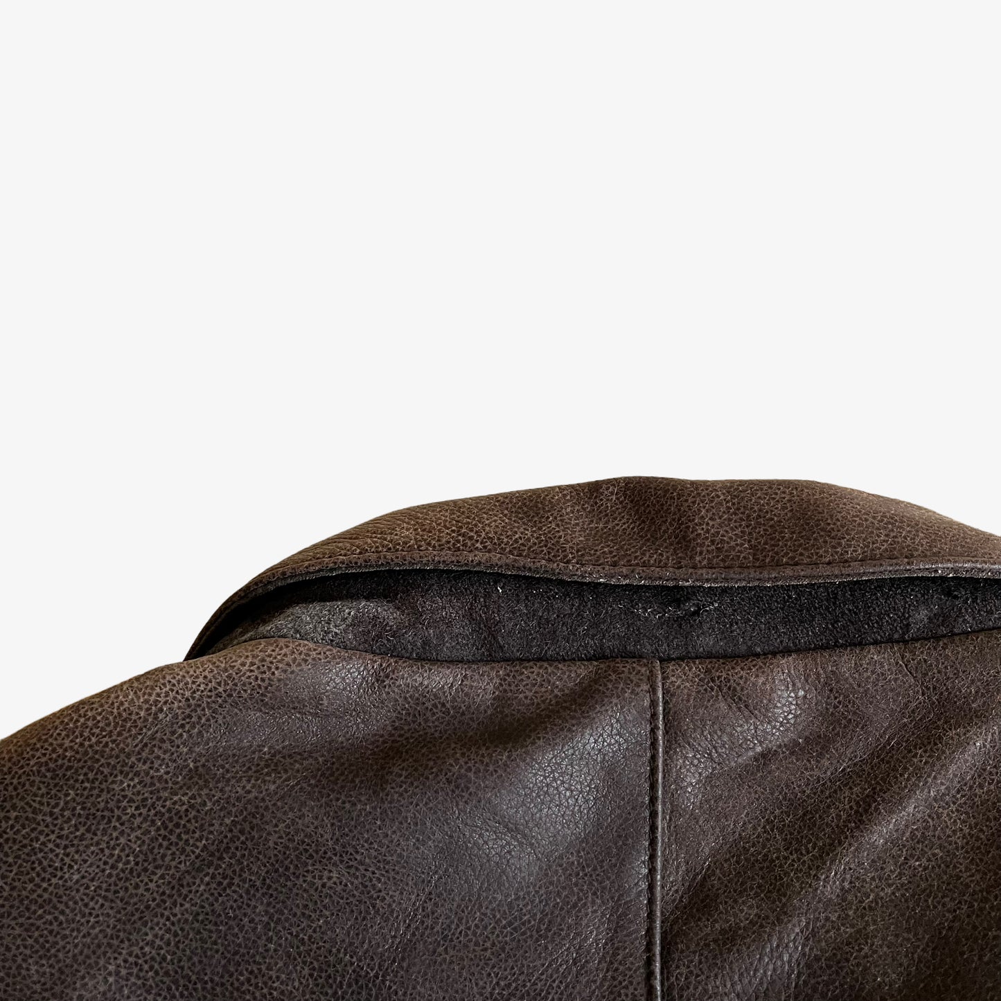 Vintage Y2K Massimo Dutti Brown Leather Blazer Collar - Casspios Dream