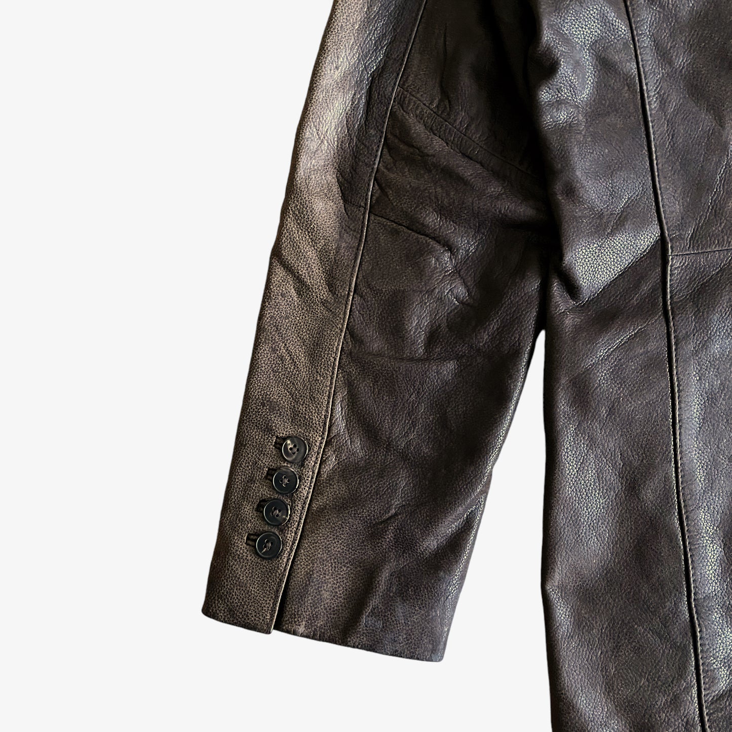 Vintage Y2K Massimo Dutti Brown Leather Blazer Cuff - Casspios Dream