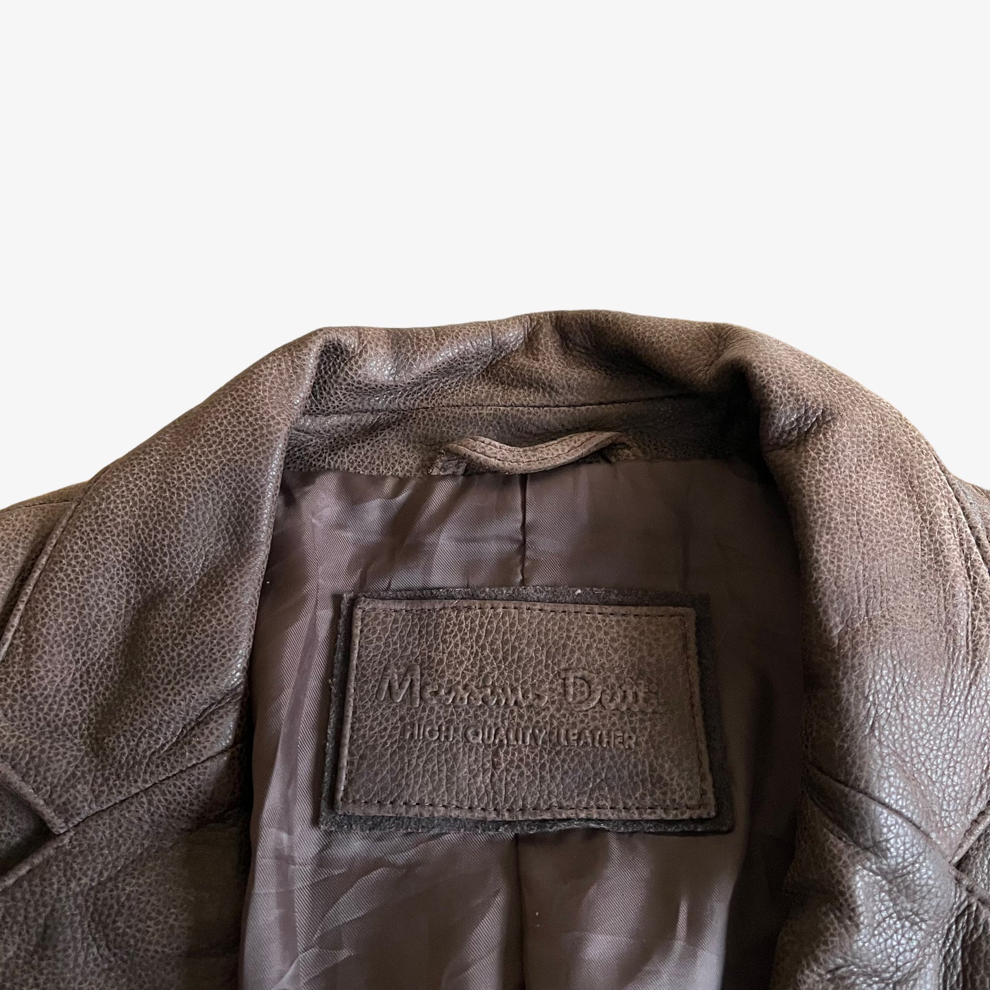 Vintage Y2K Massimo Dutti Brown Leather Blazer Label - Casspios Dream