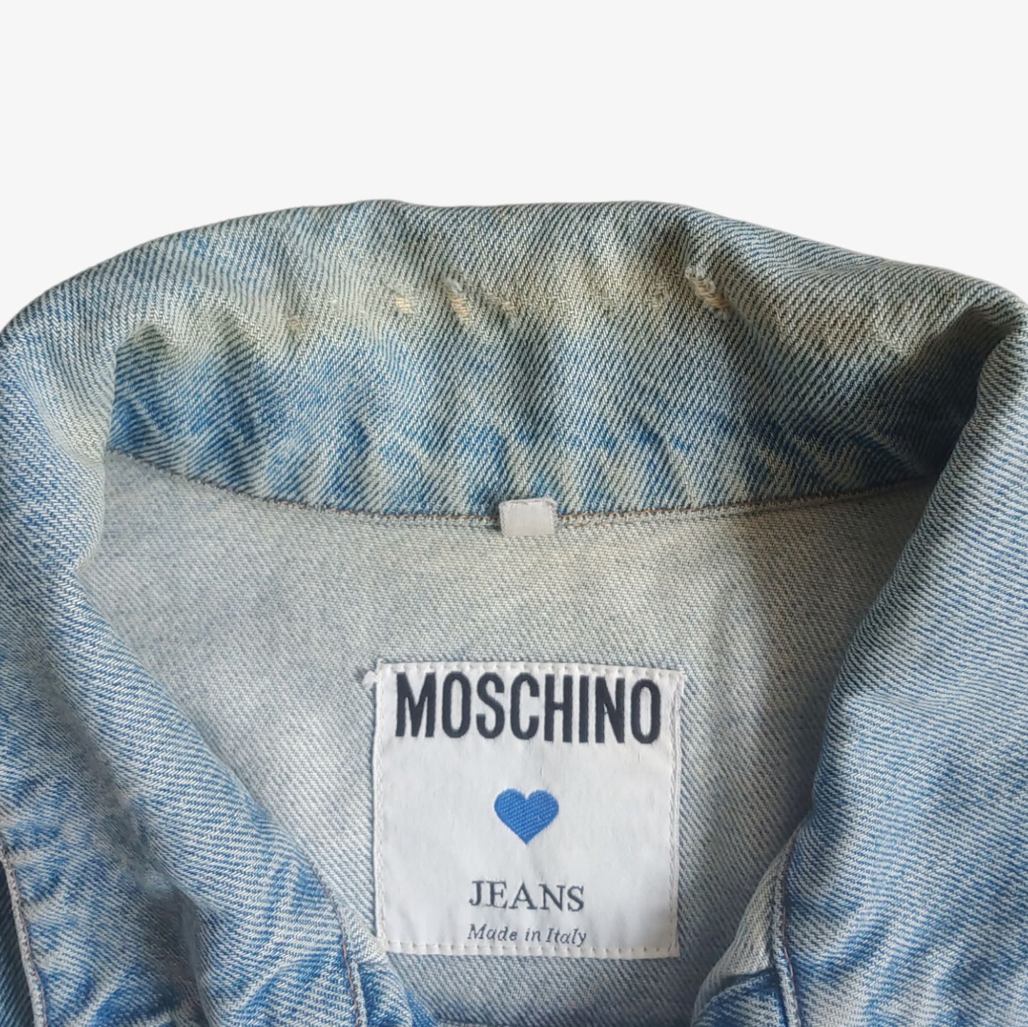 Vintage Y2K Moschino Jeans Peace Denim Jacket Label - Casspios Dream