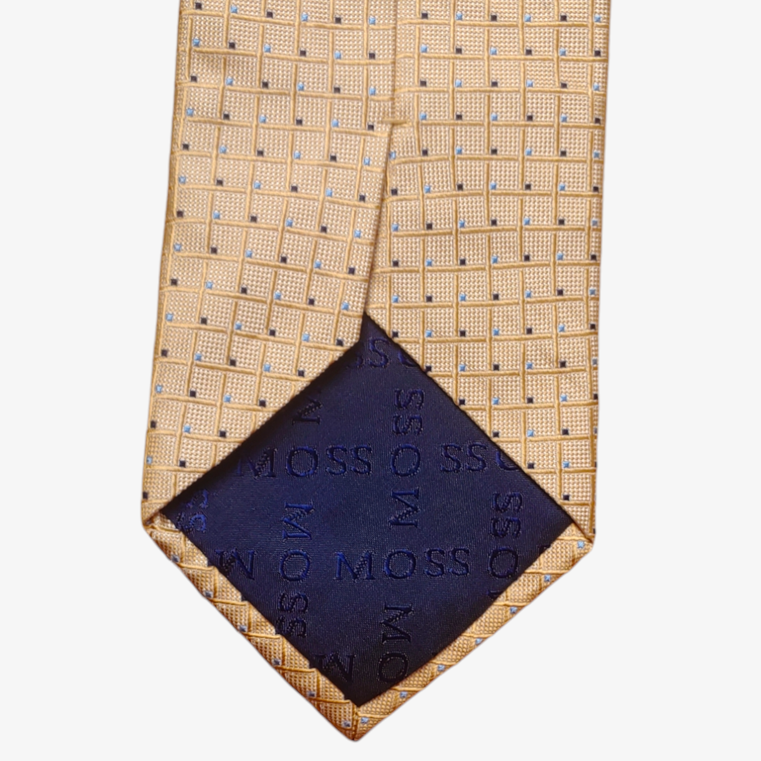 Vintage Y2K Moss Geometric Gold Silk Tie Logo - Casspios Dream