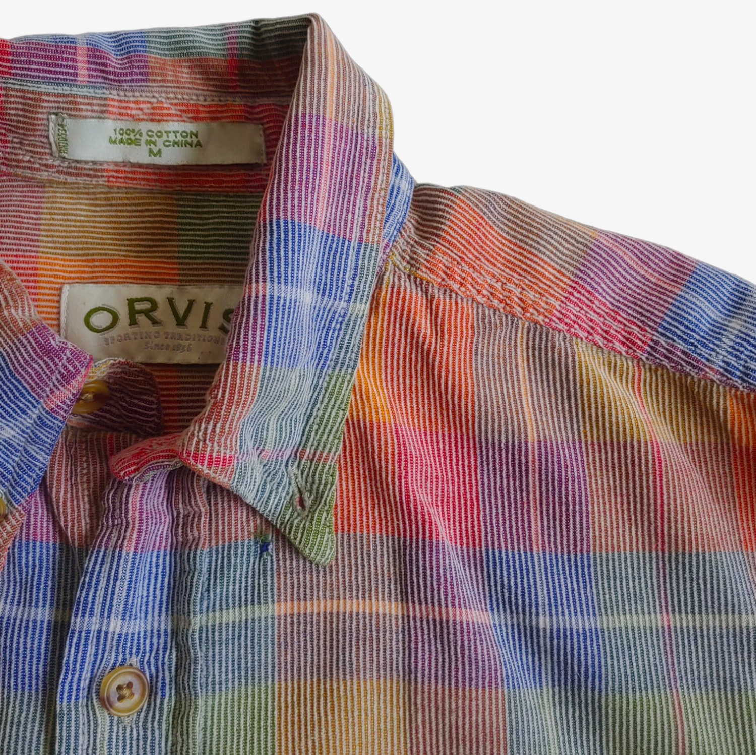 Vintage Y2K Orvis Colour Block Striped Long Sleeve Shirt Collar - Casspios Dream
