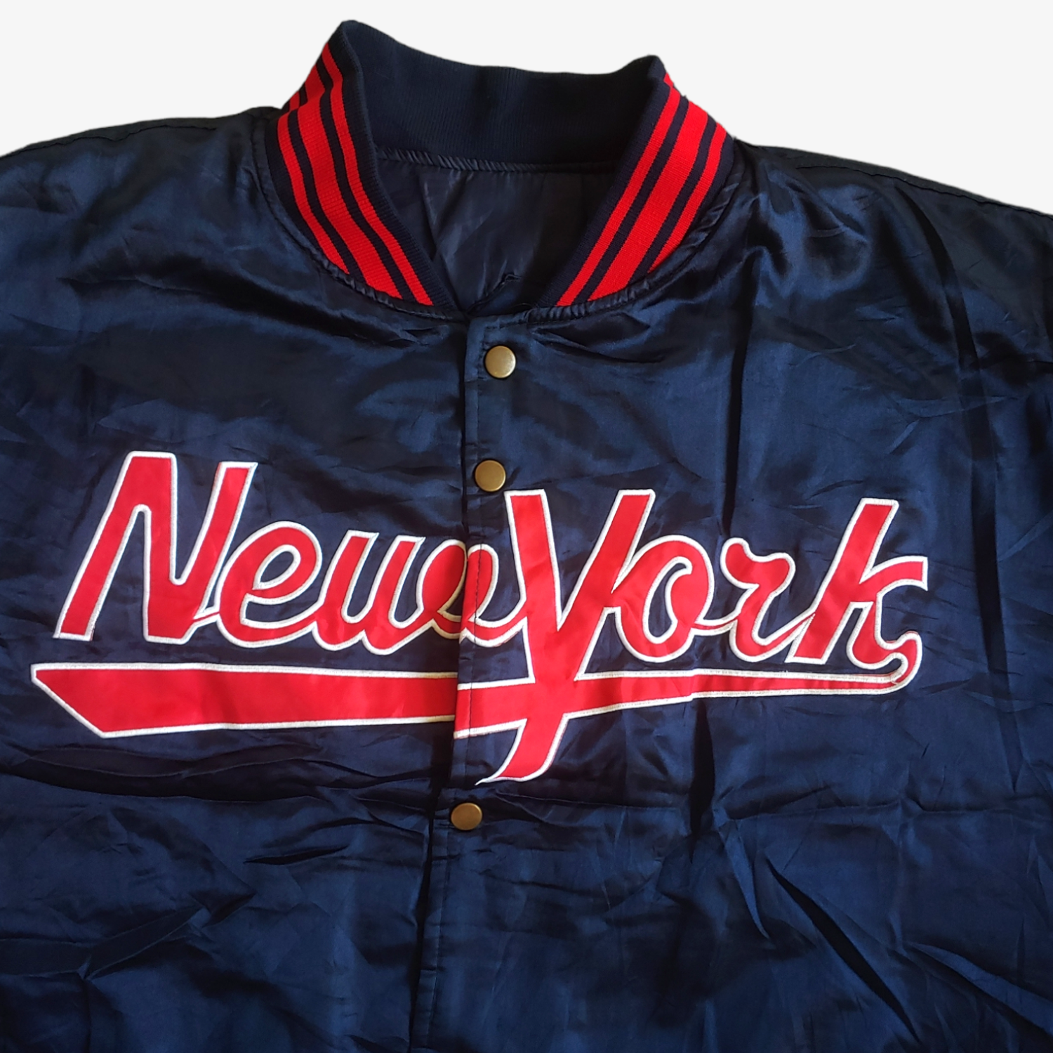 Vintage Y2K Renegade New York Navy & Red Varsity Jacket Spell Out - Casspios Dream