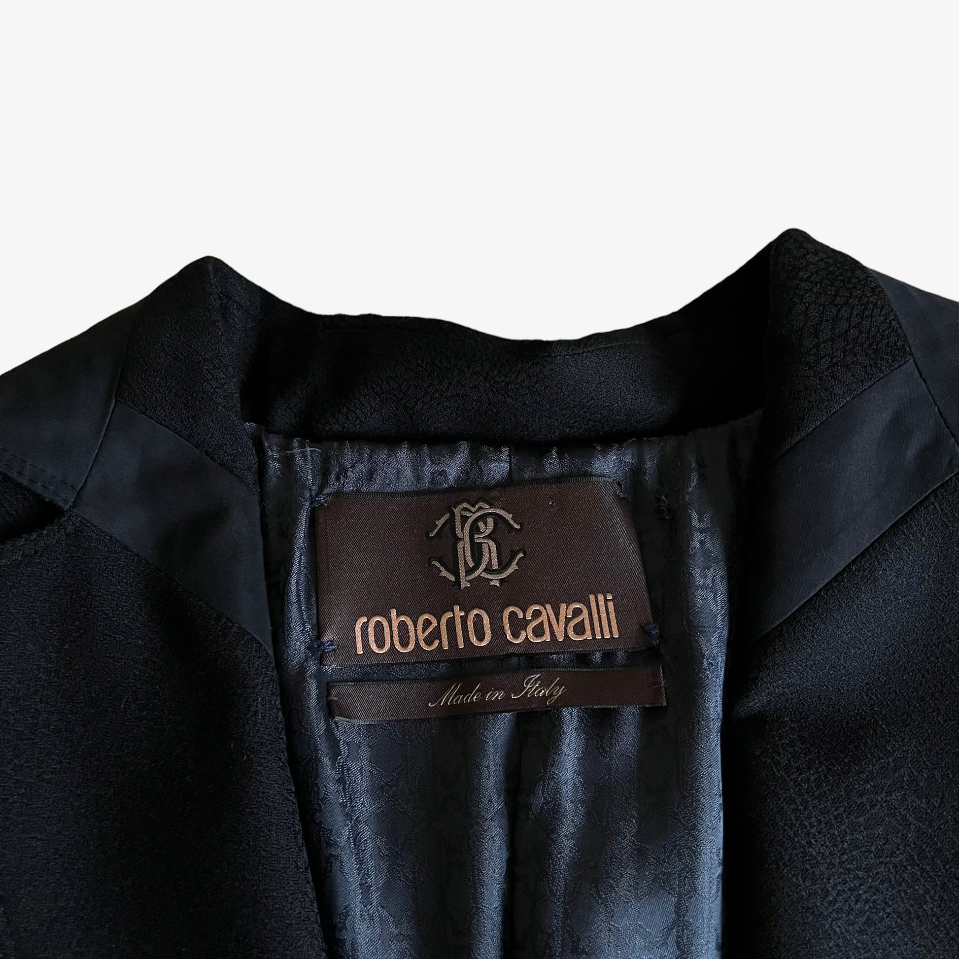 Vintage Y2K Roberto Cavalli Reptile Print Wool Blazer Label - Casspios Dream