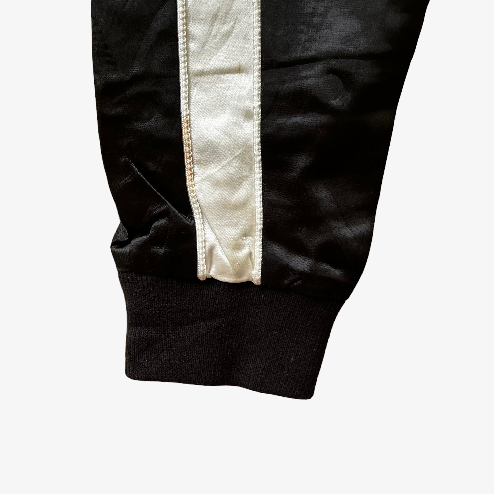 Vintage Y2K The Kooples Sport Black Bomber Satin Jacket Sleeve - Casspios Dream