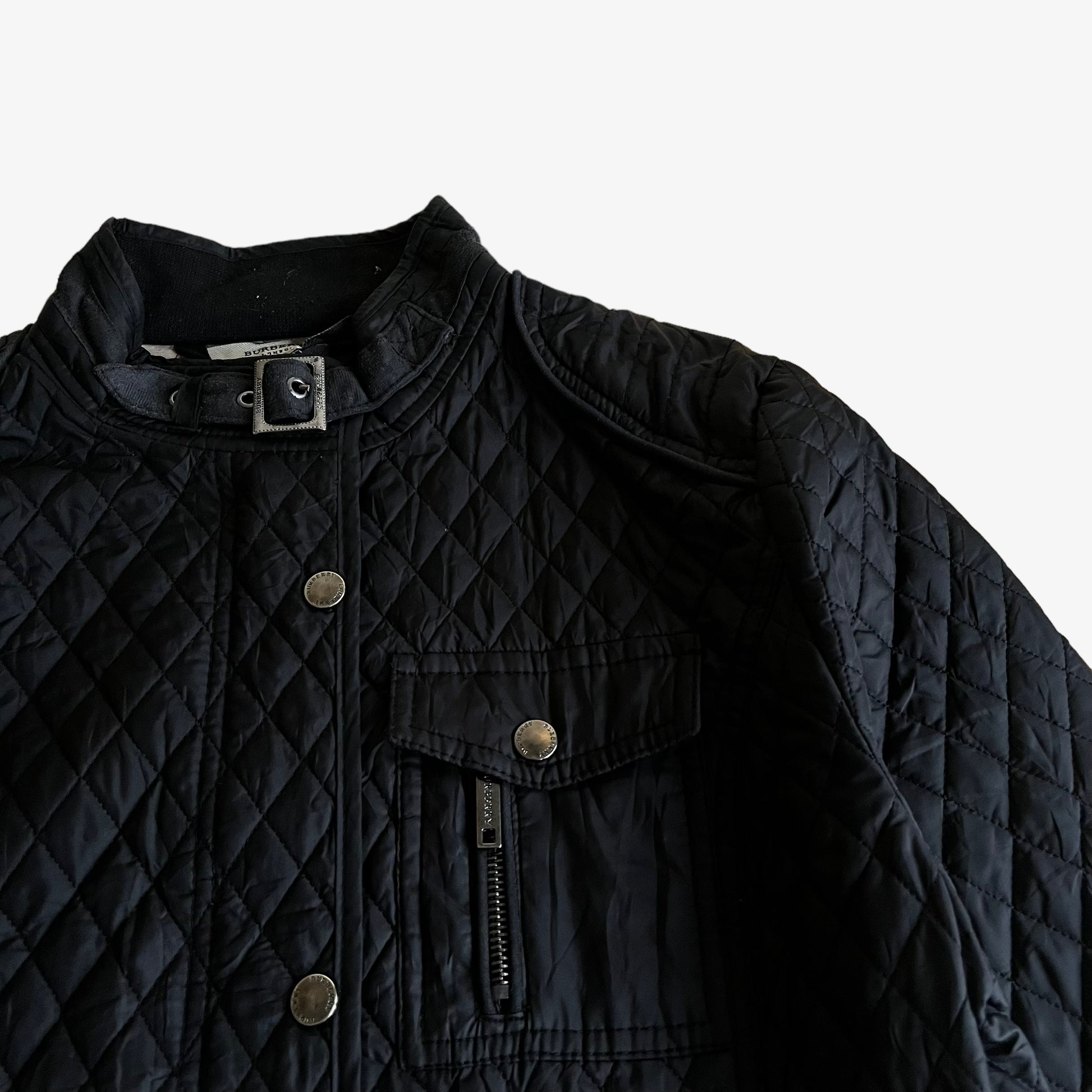 Vintage Y2K Womens Burberry Black Quilted Jacket Pit - Casspios Dream
