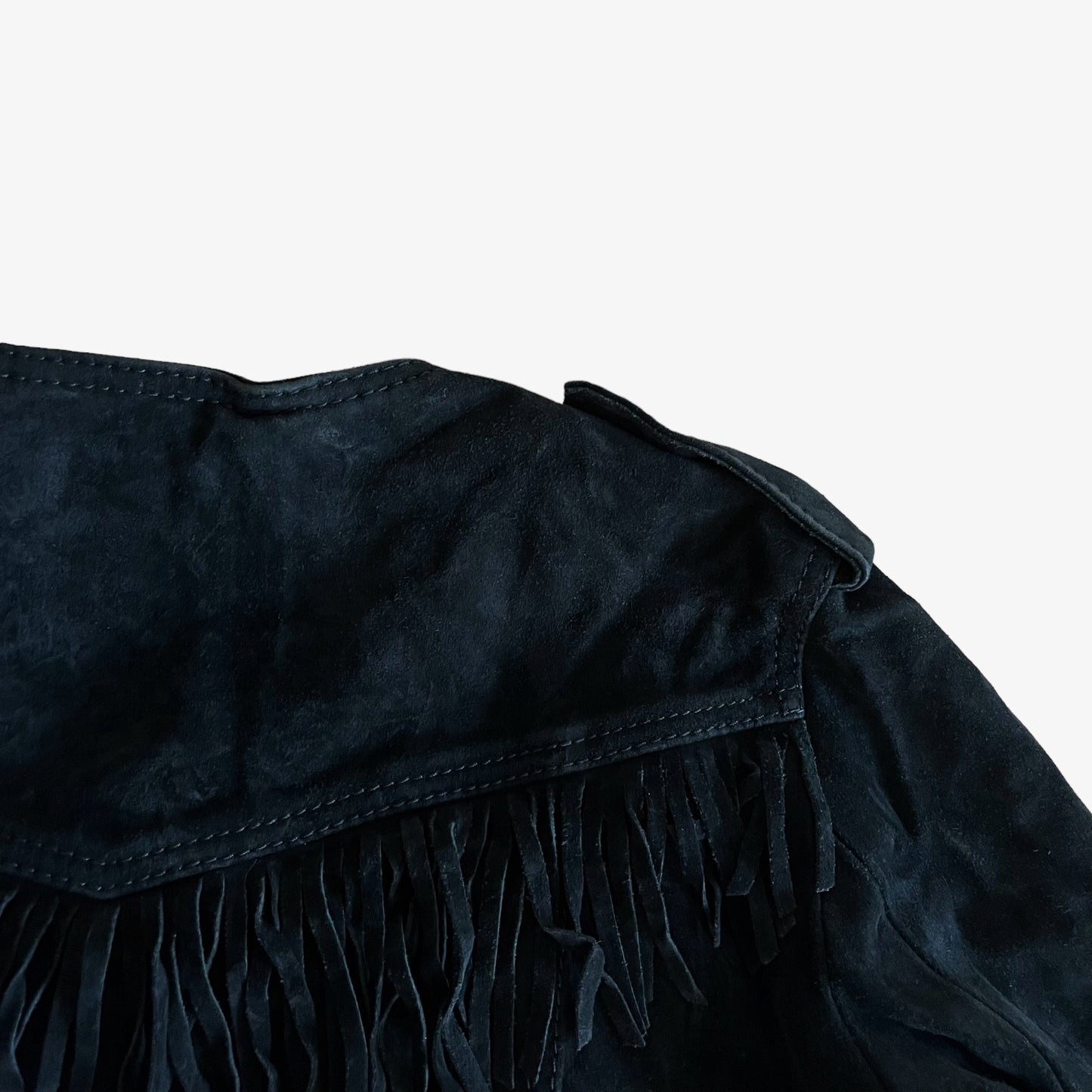 Vintage Y2K Womens The Kooples Black Leather Tassel Biker Jacket Shoulder - Casspios Dream