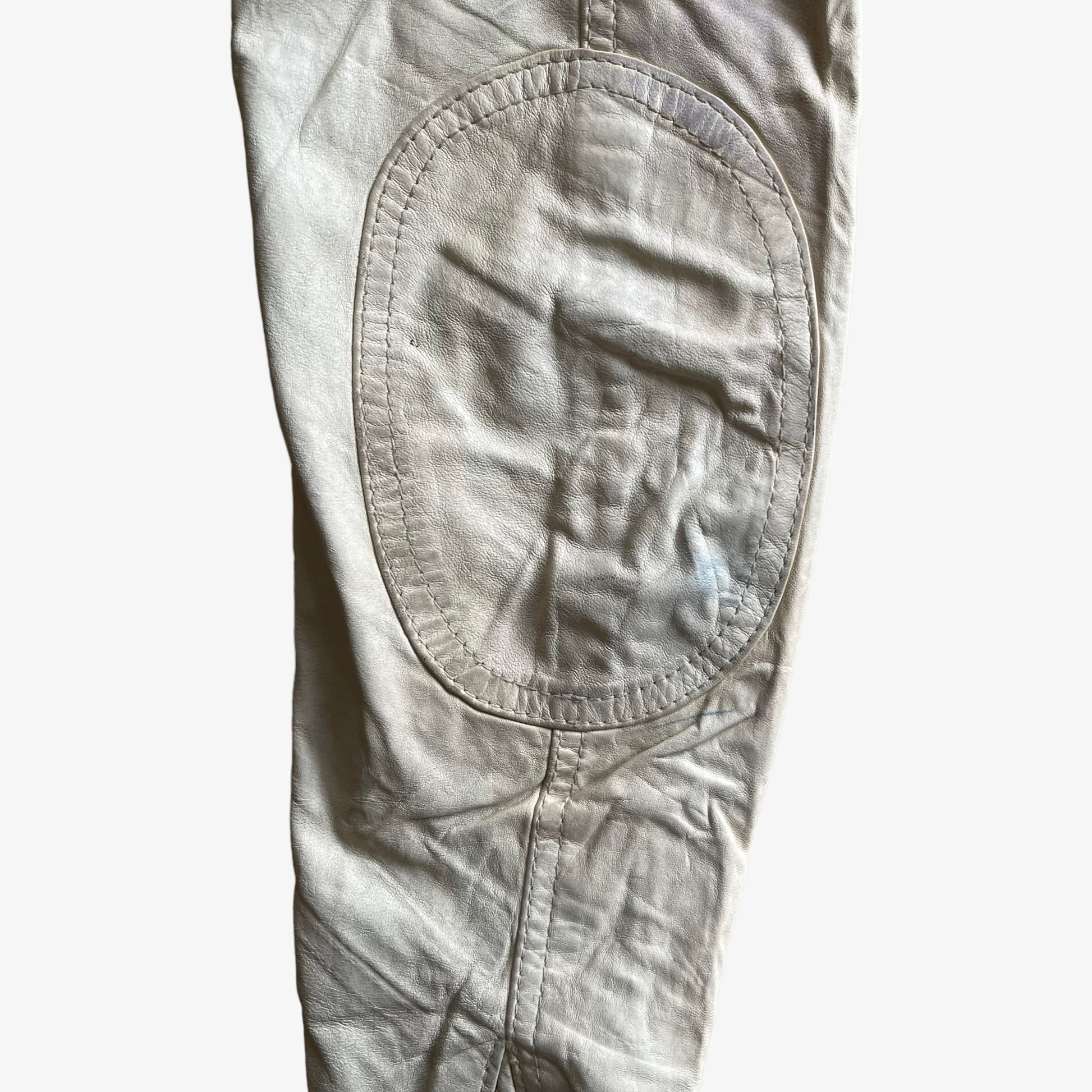 Vintage Y2K Womens Tommy Hilfiger Cream Leather Utility Jacket With Original Belt Sleeve - Casspios Dream