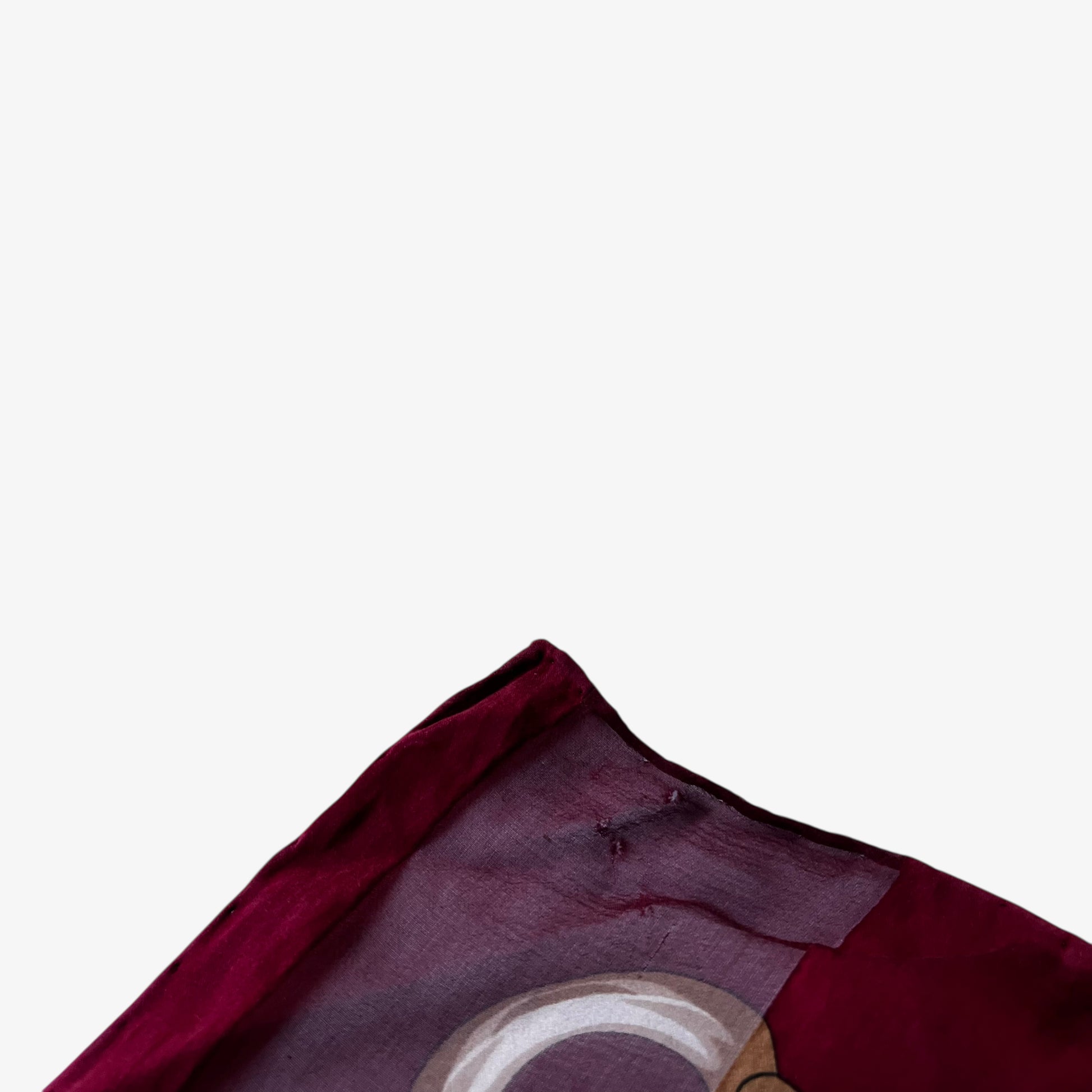 Patina on vintage 80s women's Pierre Balmain Chong Wa Dae royal medallion chain print red silk scarf.