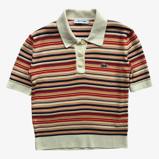 Women's Lacoste colourful striped polo shirt.