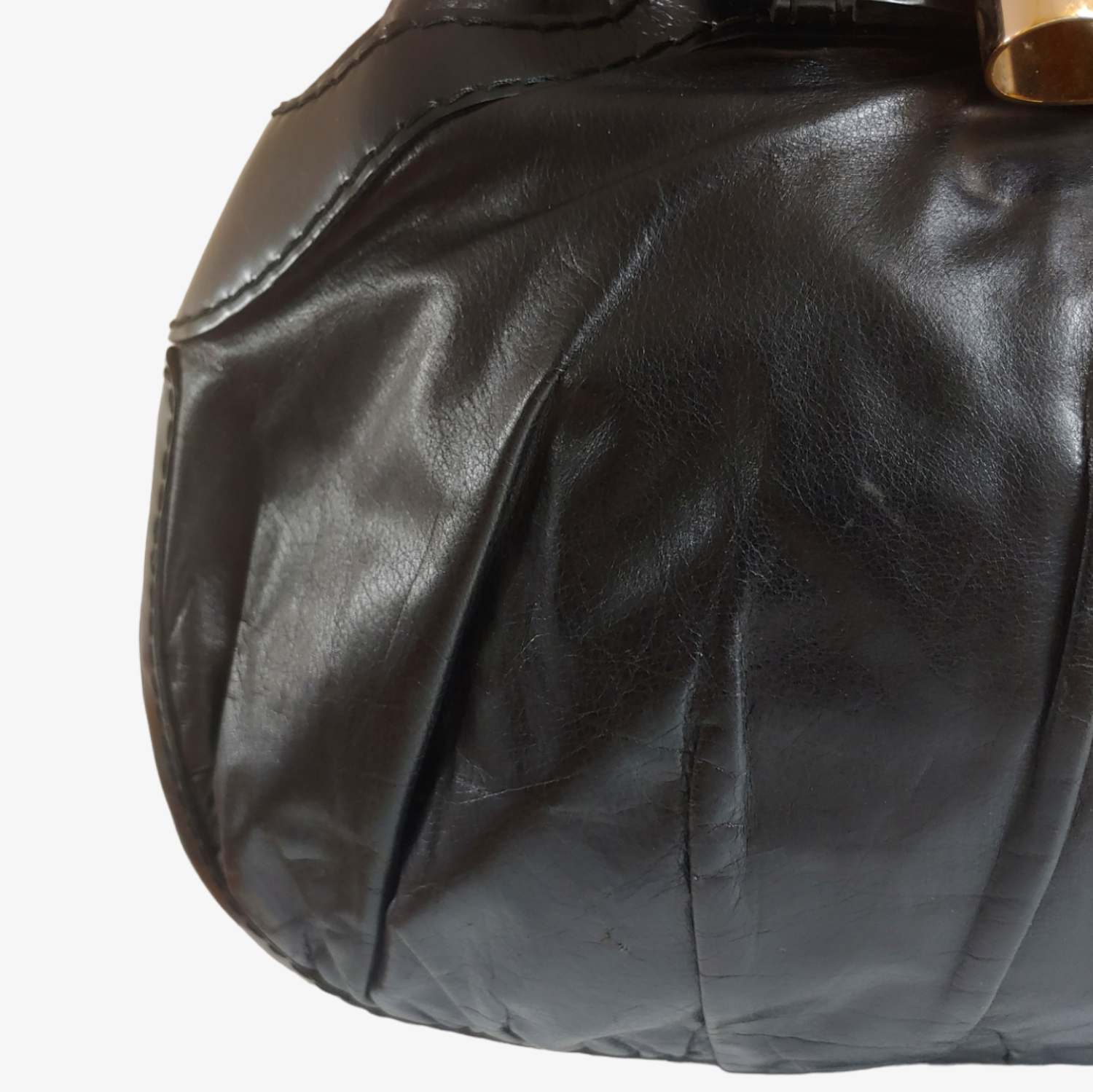 Gucci Queen Hobo Dialux Black Leather Buckle Shoulder Bag Bottom 189884 002058 - Casspios Dream