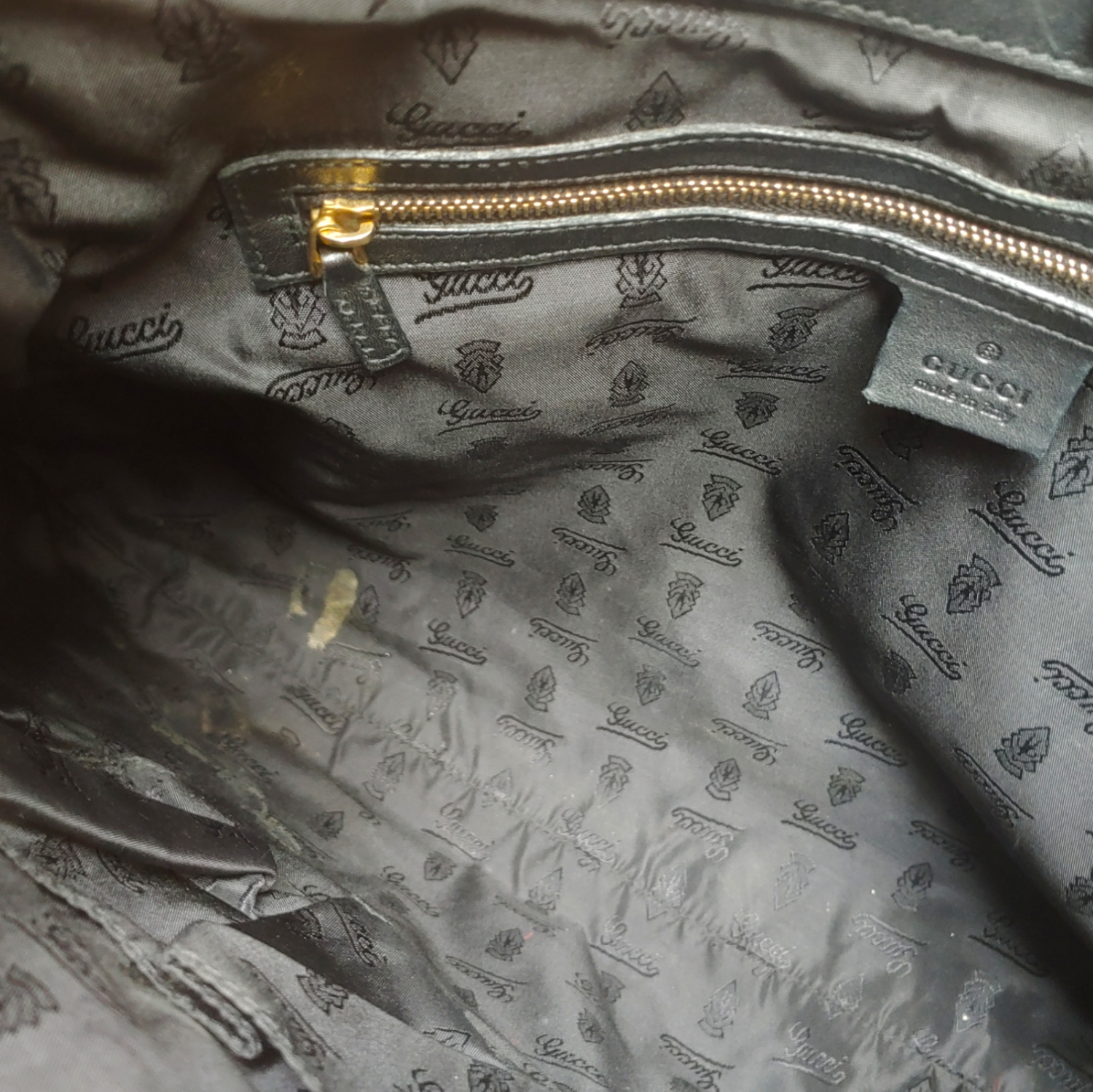 Gucci Queen Hobo Dialux Black Leather Buckle Shoulder Bag Inside 189884 002058 - Casspios Dream