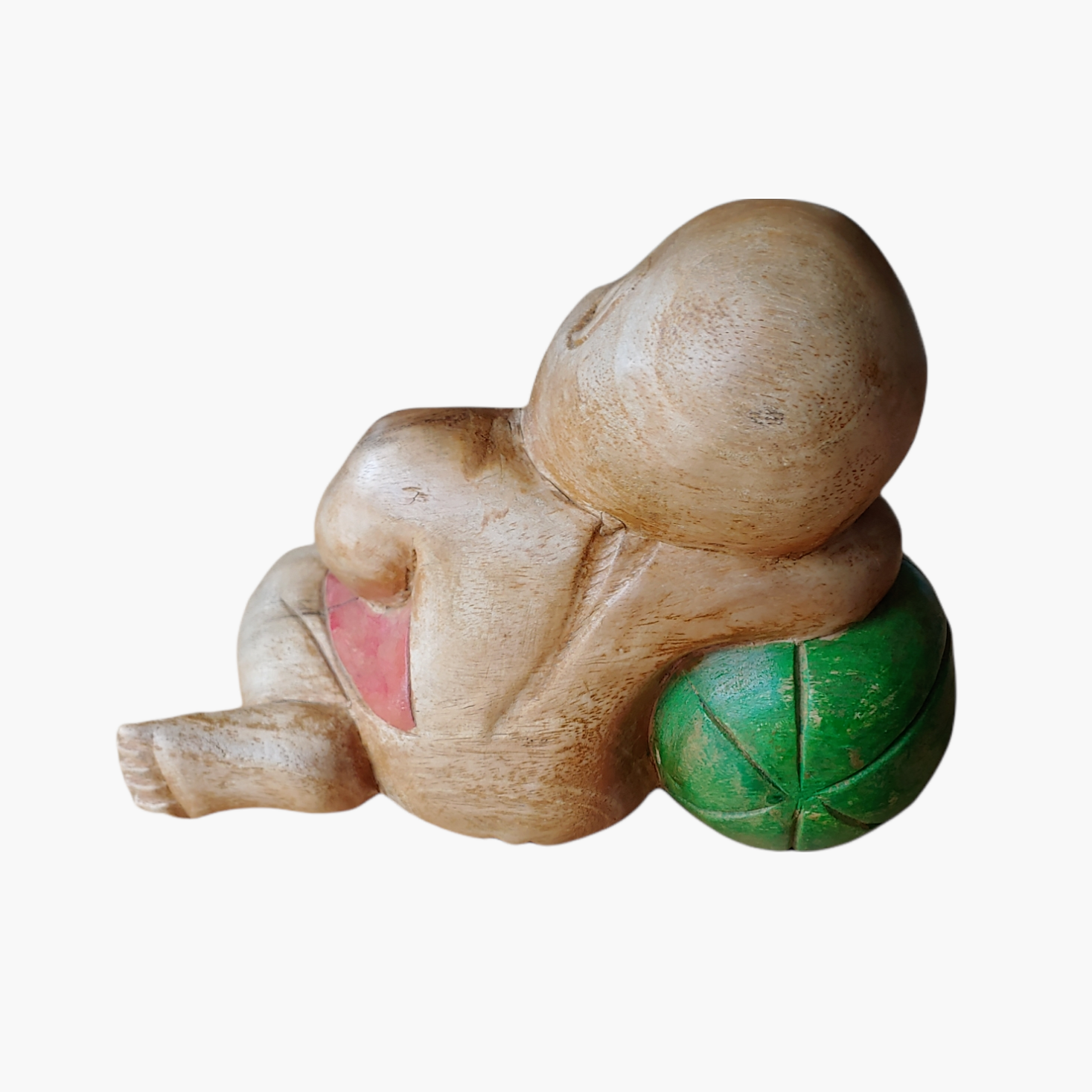 Sleeping Monk Wooden Figure Statue Back - Casspios Dream