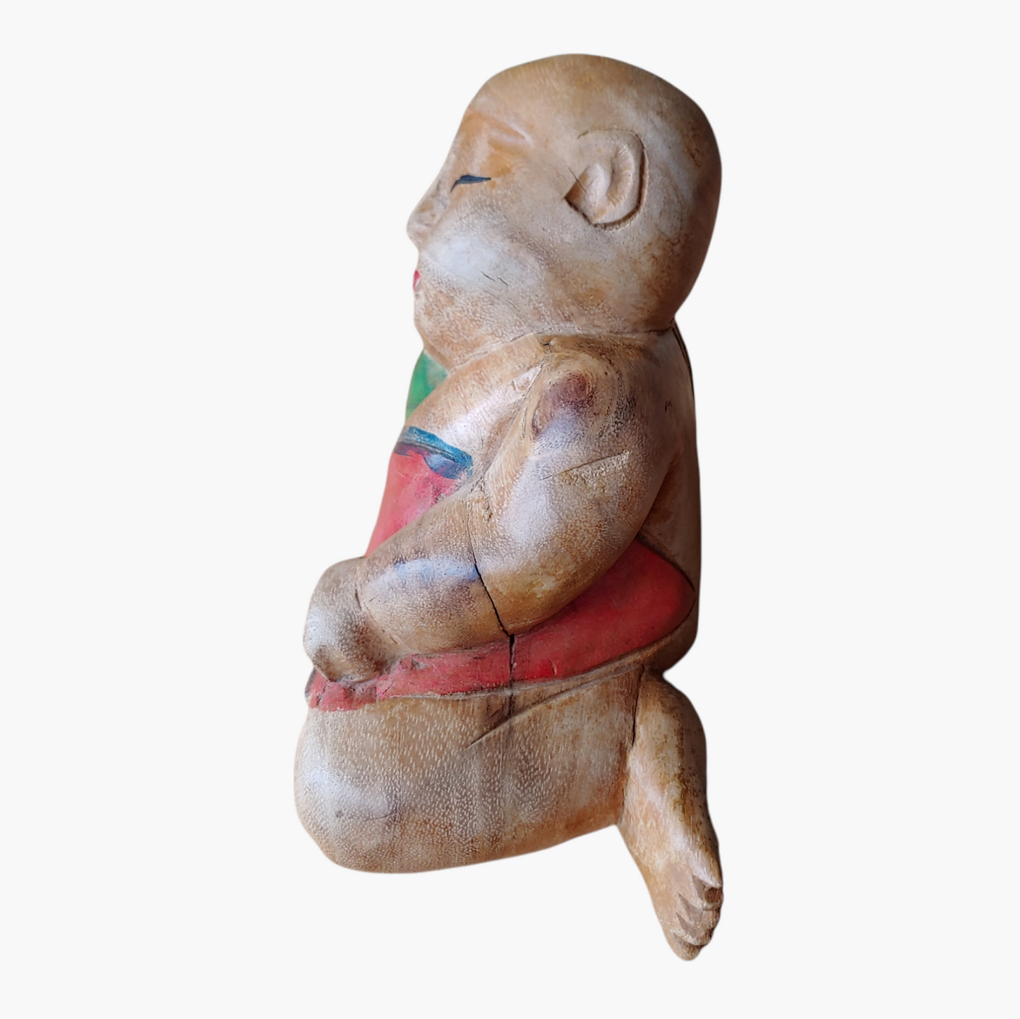 Sleeping Monk Wooden Figure Statue Side - Casspios Dream