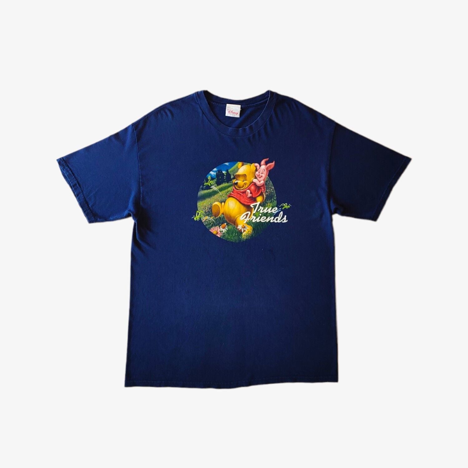 A navy Disney Winnie The Pooh True Friends t-shirt with a colourful front print of characters from the movie.