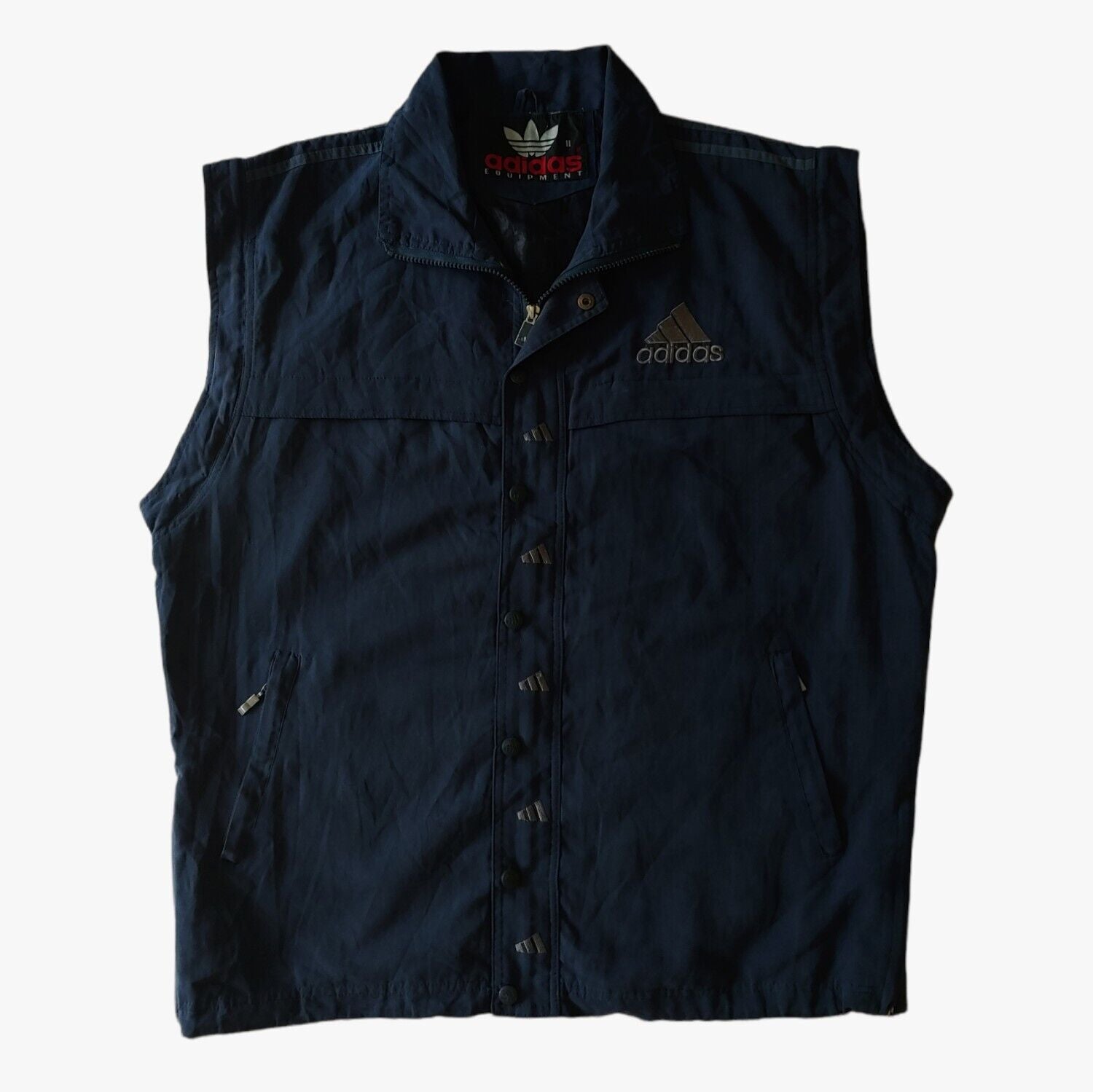 Vintage 90s men's Adidas Equipment navy tactical vest.