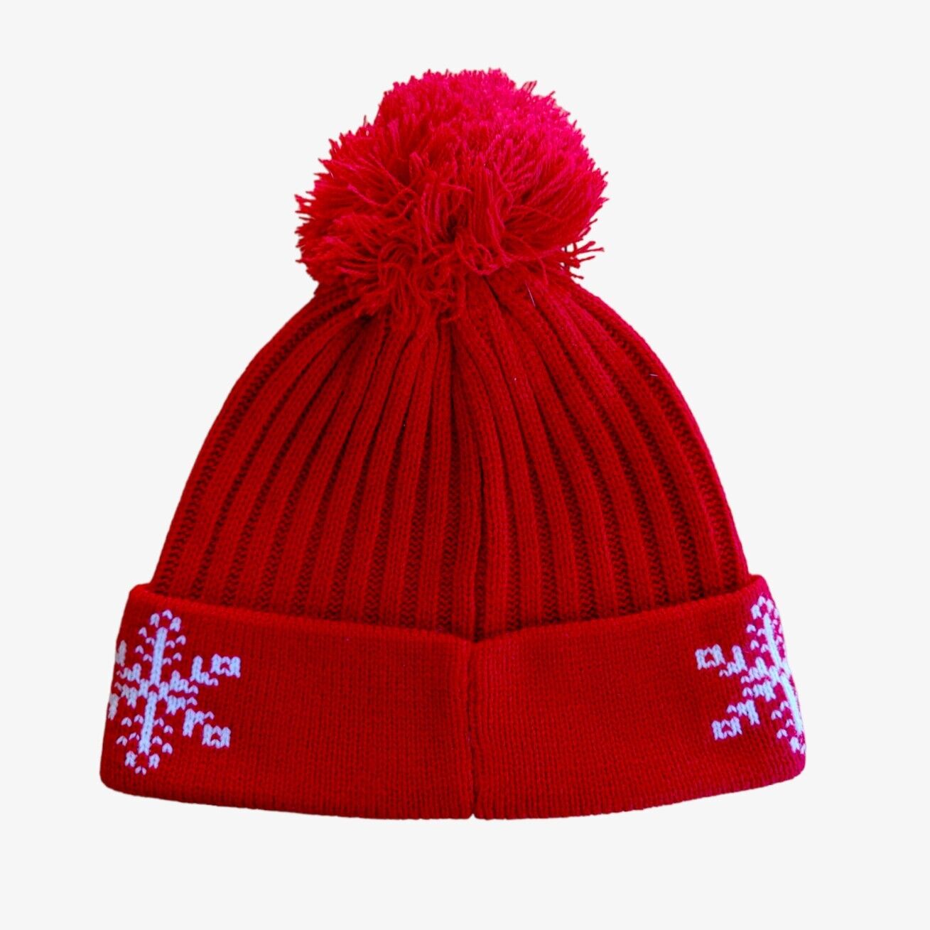 Back of vintage Y2K Jean Paul Gaultier red knitted beanie.