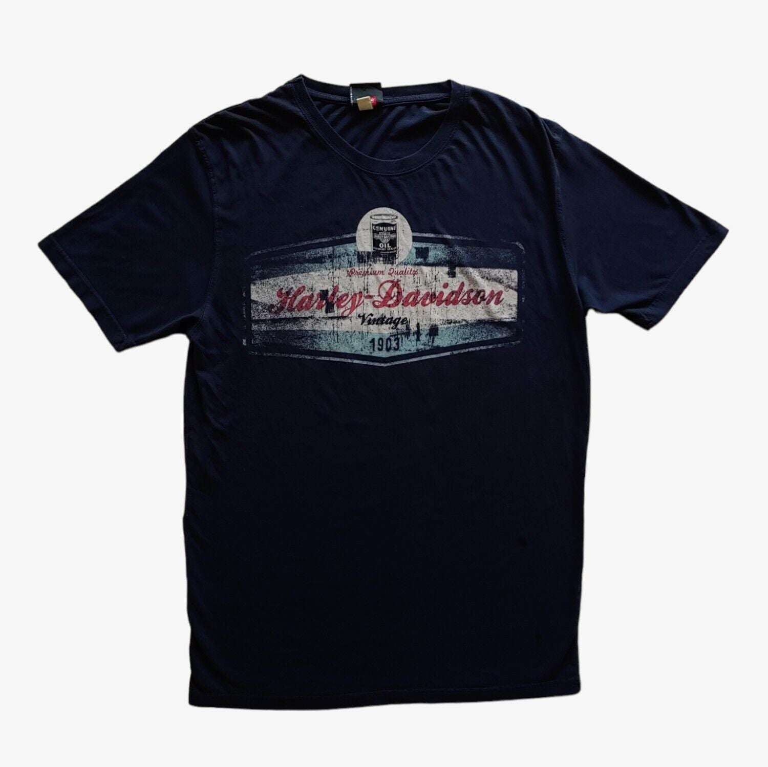 Vintage Y2K Harley Davidson numero uno double sided print navy t-shirt.