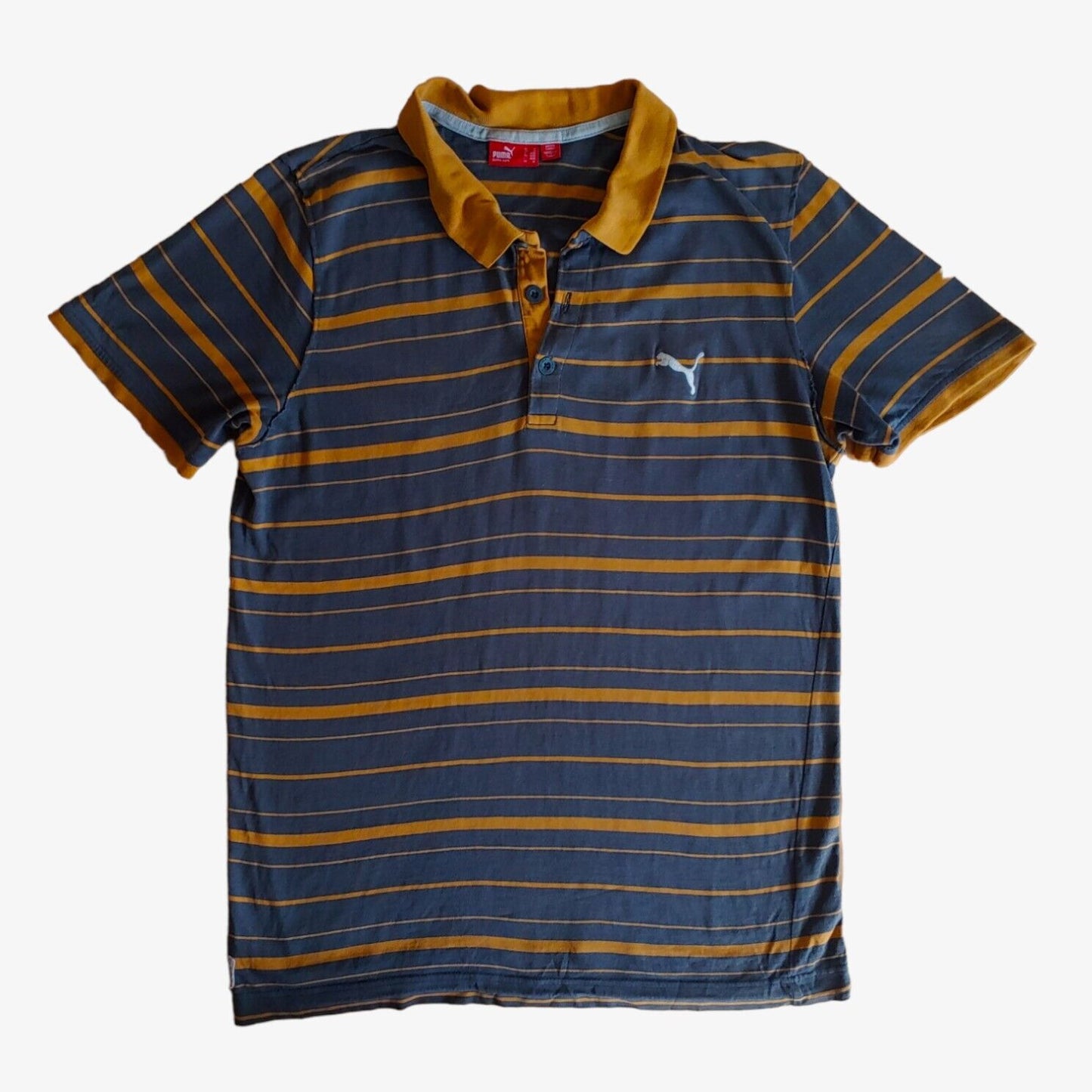 Vintage Y2K Puma Manu Samoa New Zealand striped rugby polo shirt.