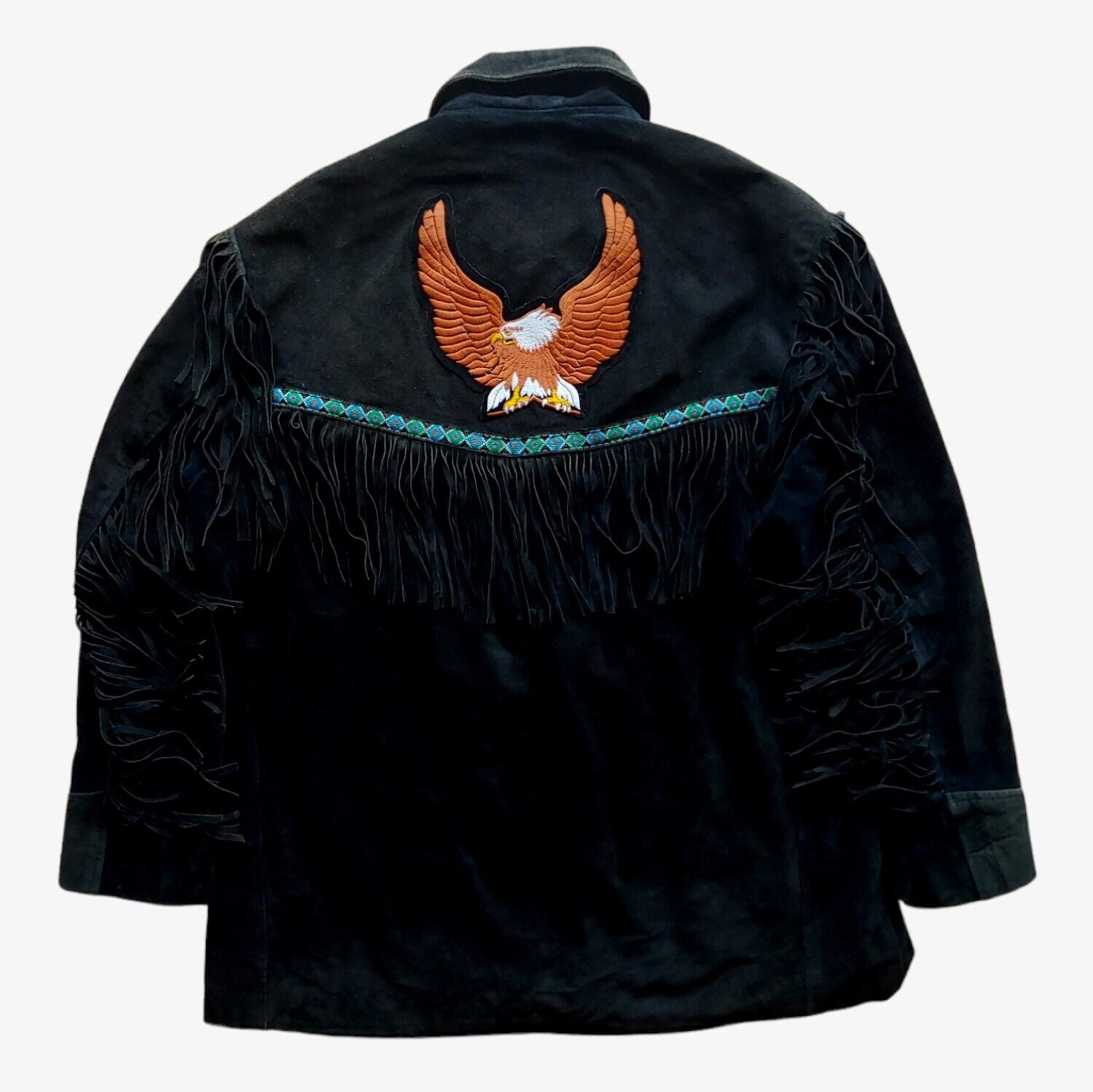 Vintage 1980s Western Fringe Jacket With Embroidered Eagle - Casspios Dream