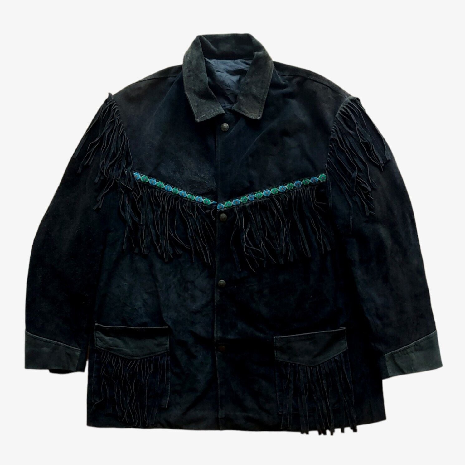Vintage 1980s Western Fringe Jacket With Embroidered Eagle Front - Casspios Dream