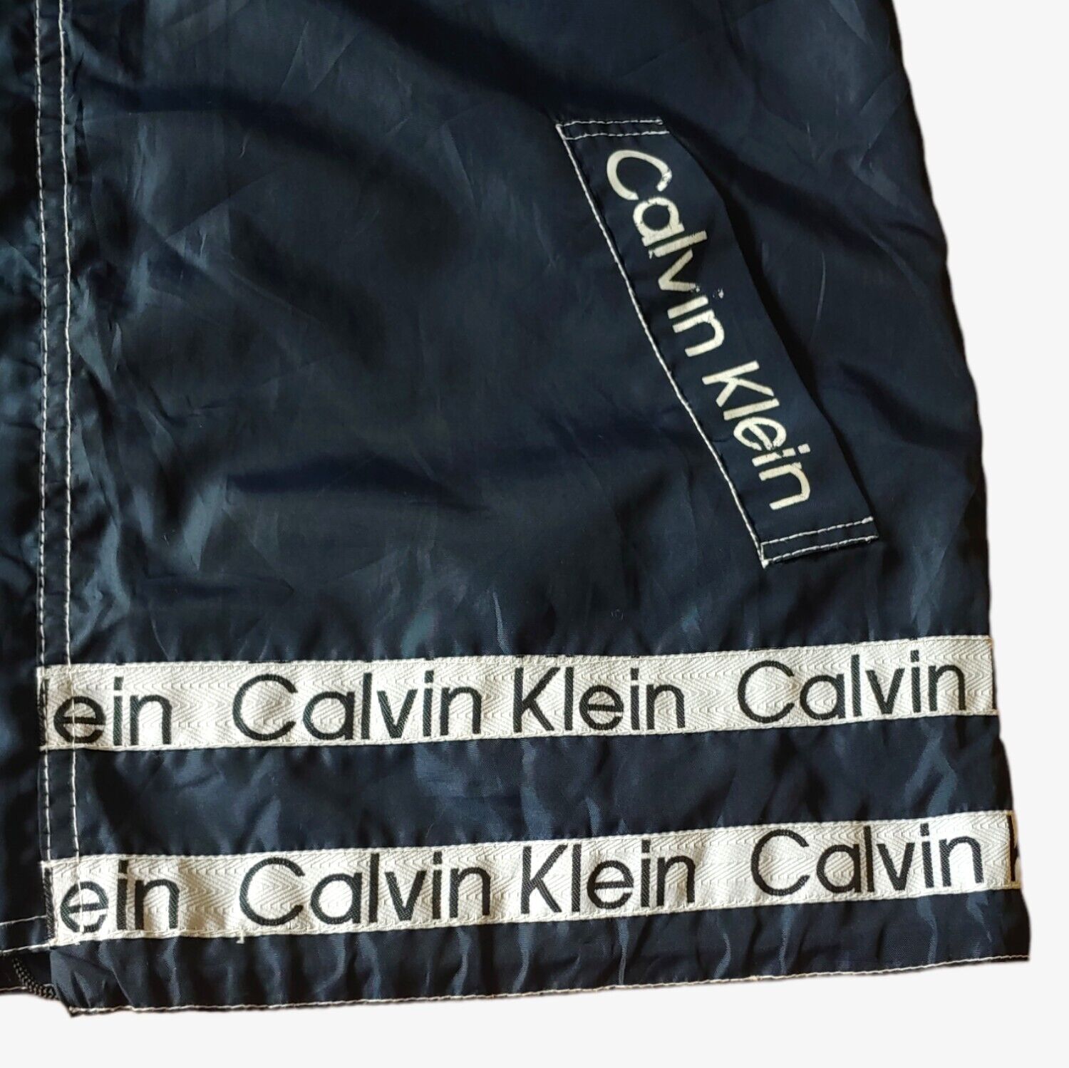 Vintage 1990s Calvin Klein Jeans CK Tape Logo Jacket Gilet With Removable Arms Bottom Logo - Casspios Dream