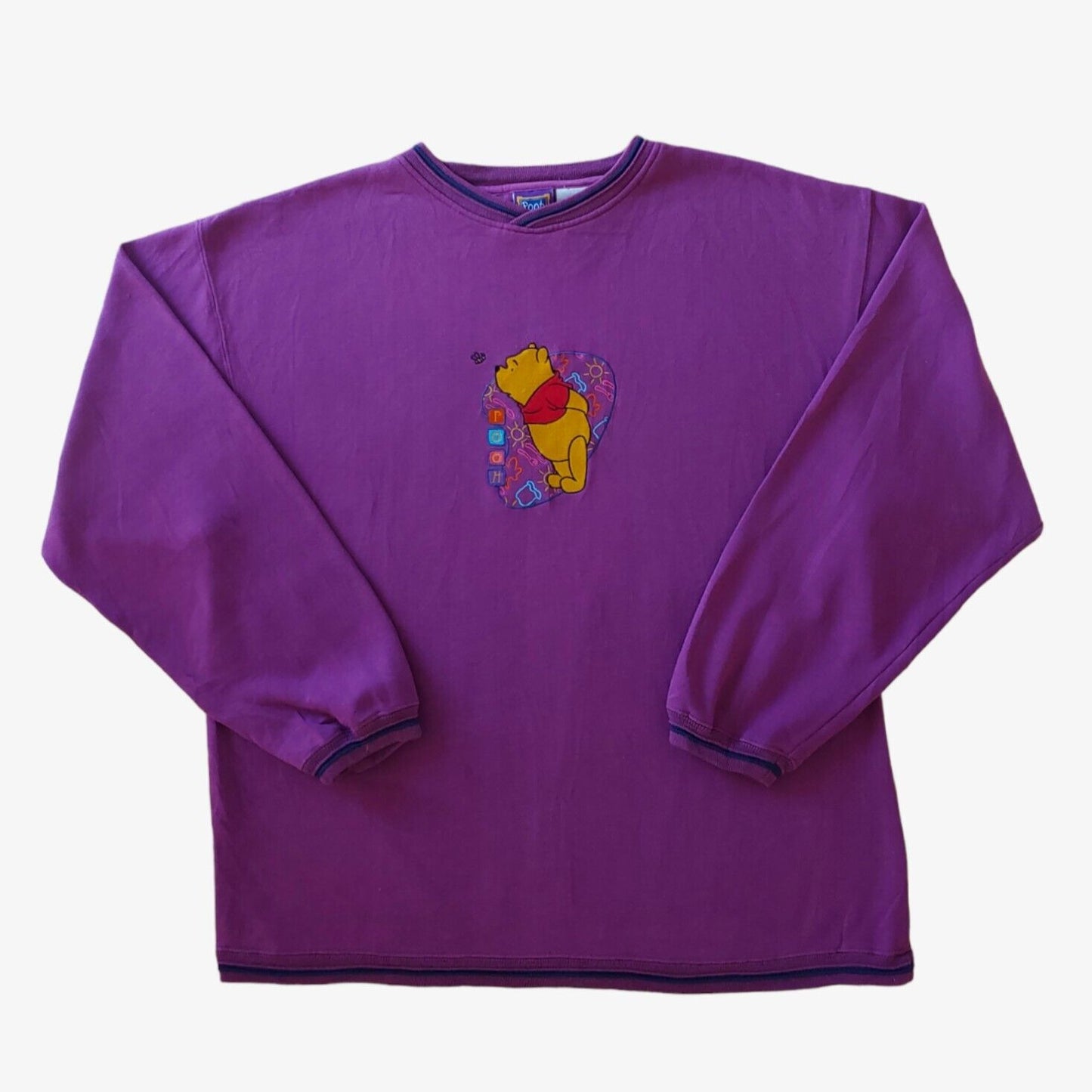Vintage 1990s Disney Winnie The Pooh 100 Acre Collection Purple Embroidered Crewneck Sweatshirt - Casspios Dream