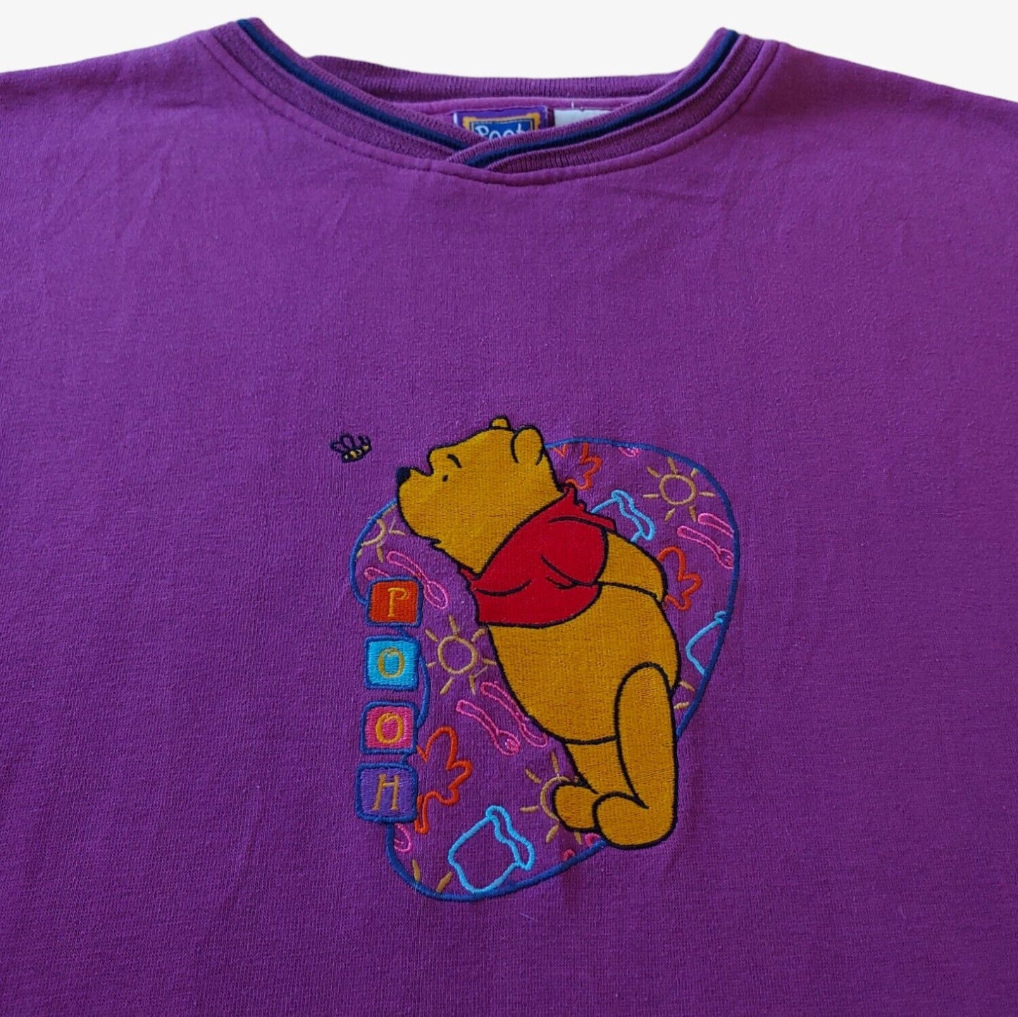 Vintage 1990s Disney Winnie The Pooh 100 Acre Collection Purple Embroidered Crewneck Sweatshirt Logo - Casspios Dream