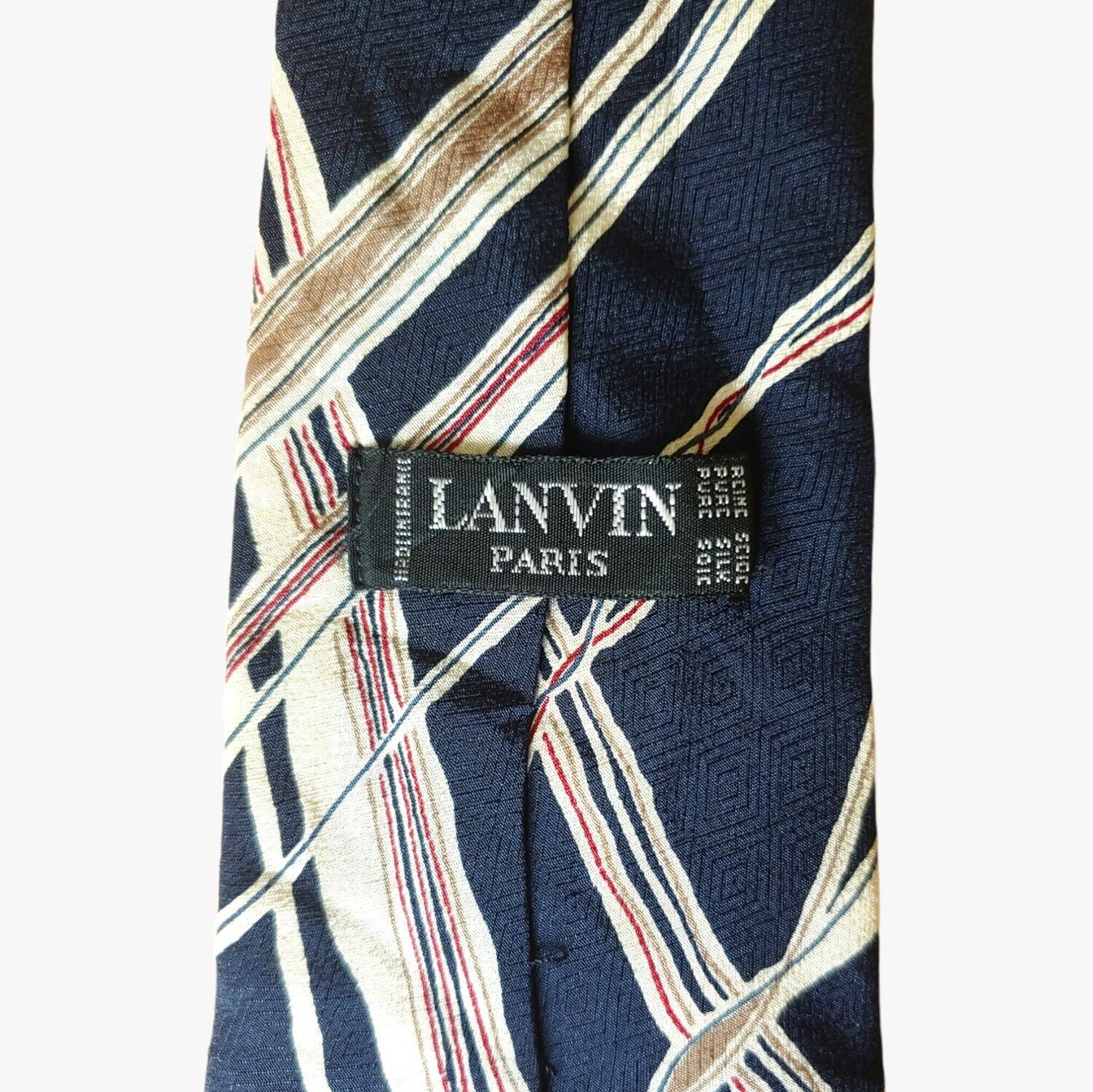 Vintage 1990s Lanvin Abstract Striped Silk Tie Label - Casspios Dream