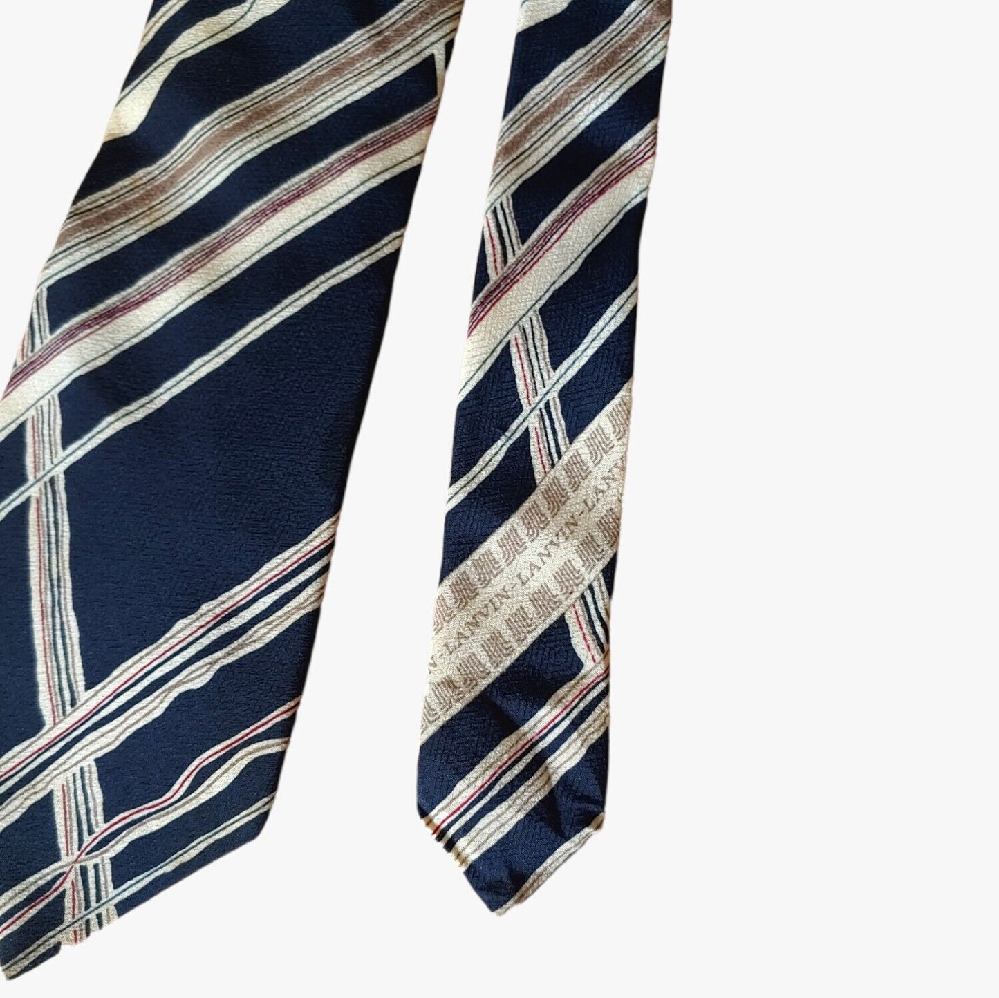 Vintage 1990s Lanvin Abstract Striped Silk Tie Logo - Casspios Dream