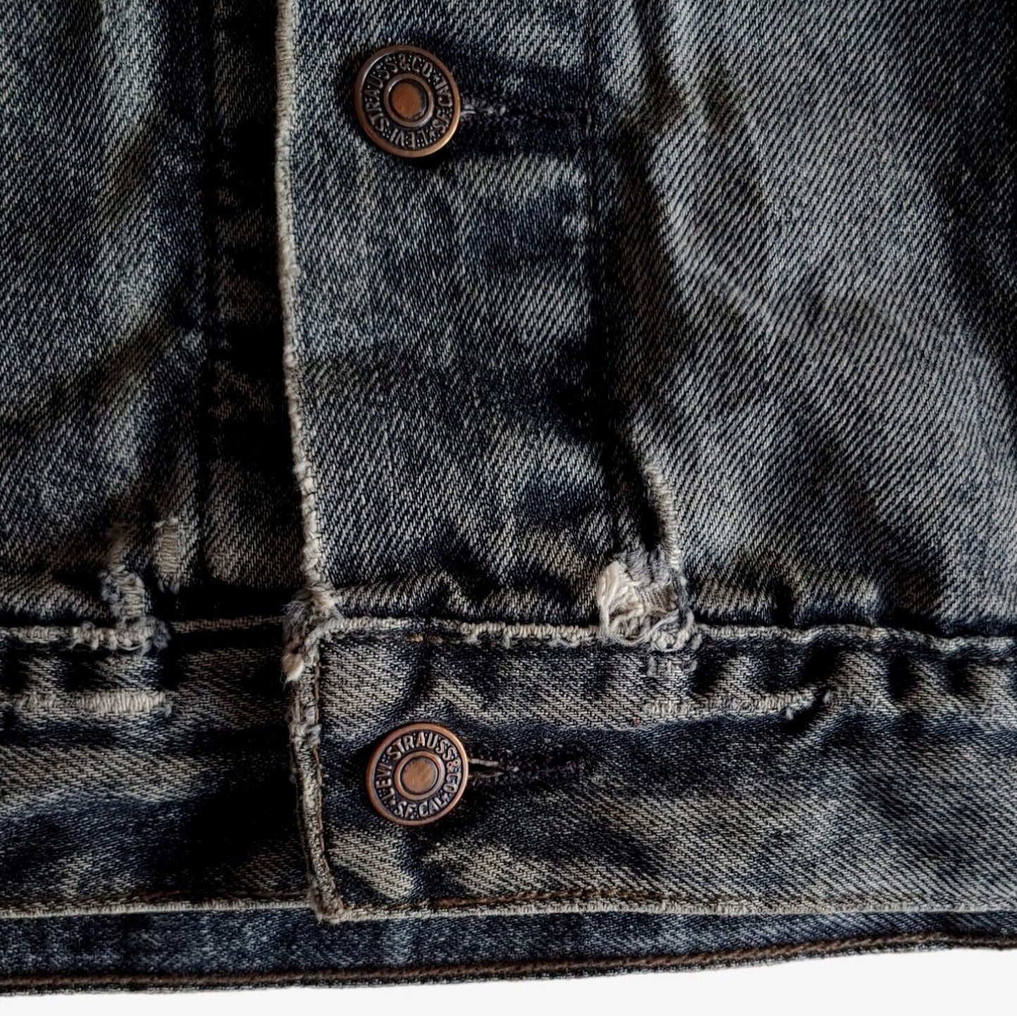 Vintage 1990s Levi's Grey Trucker Denim Workwear Chore Cowboy Rancher Jacket Button - Casspios Dream