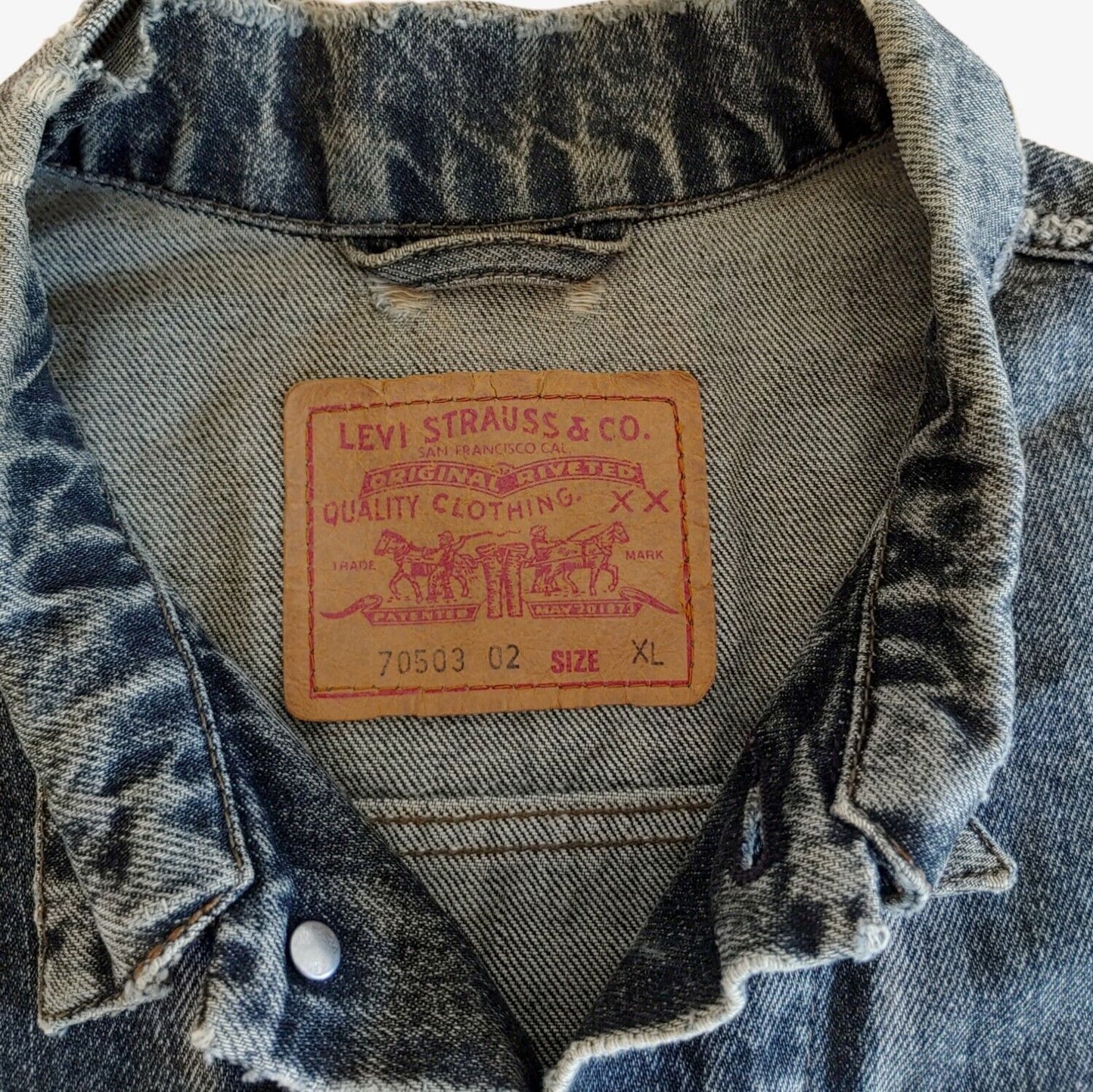Vintage 1990s Levi's Grey Trucker Denim Workwear Chore Cowboy Rancher Jacket Label - Casspios Dream