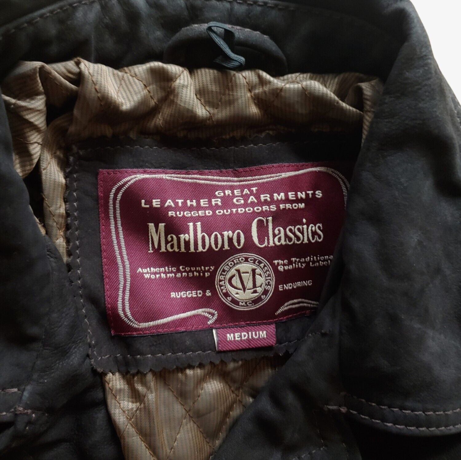 Vintage 1990s Marlboro Classics Leather Jacket Label - Casspios Dream