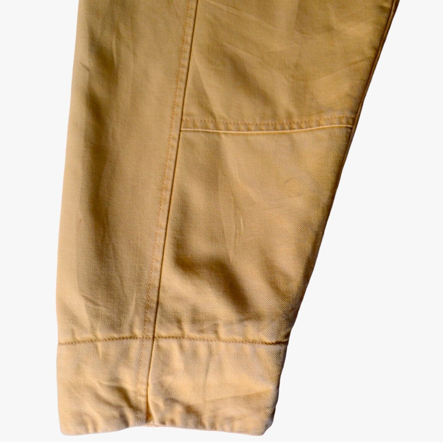 Vintage 1990s Scotch & Soda Yellow Thick Cotton Workwear Jacket With Leather Trim Collar Arm Mark - Casspios Dream