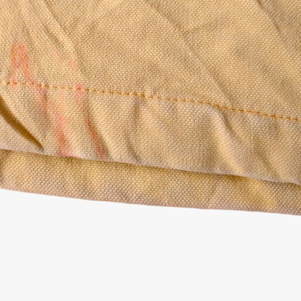 Vintage 1990s Scotch & Soda Yellow Thick Cotton Workwear Jacket With Leather Trim Collar Bottom Mark - Casspios Dream