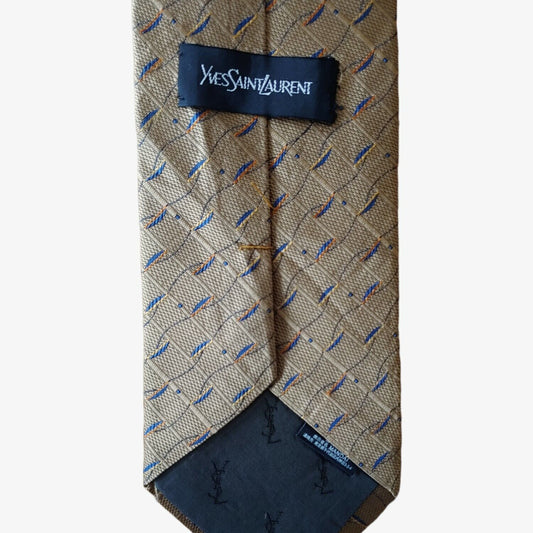 Vintage 1990s YSL Abstract Geometric Monogram Yellow Gold Mandai Tie Label - Casspios Dream