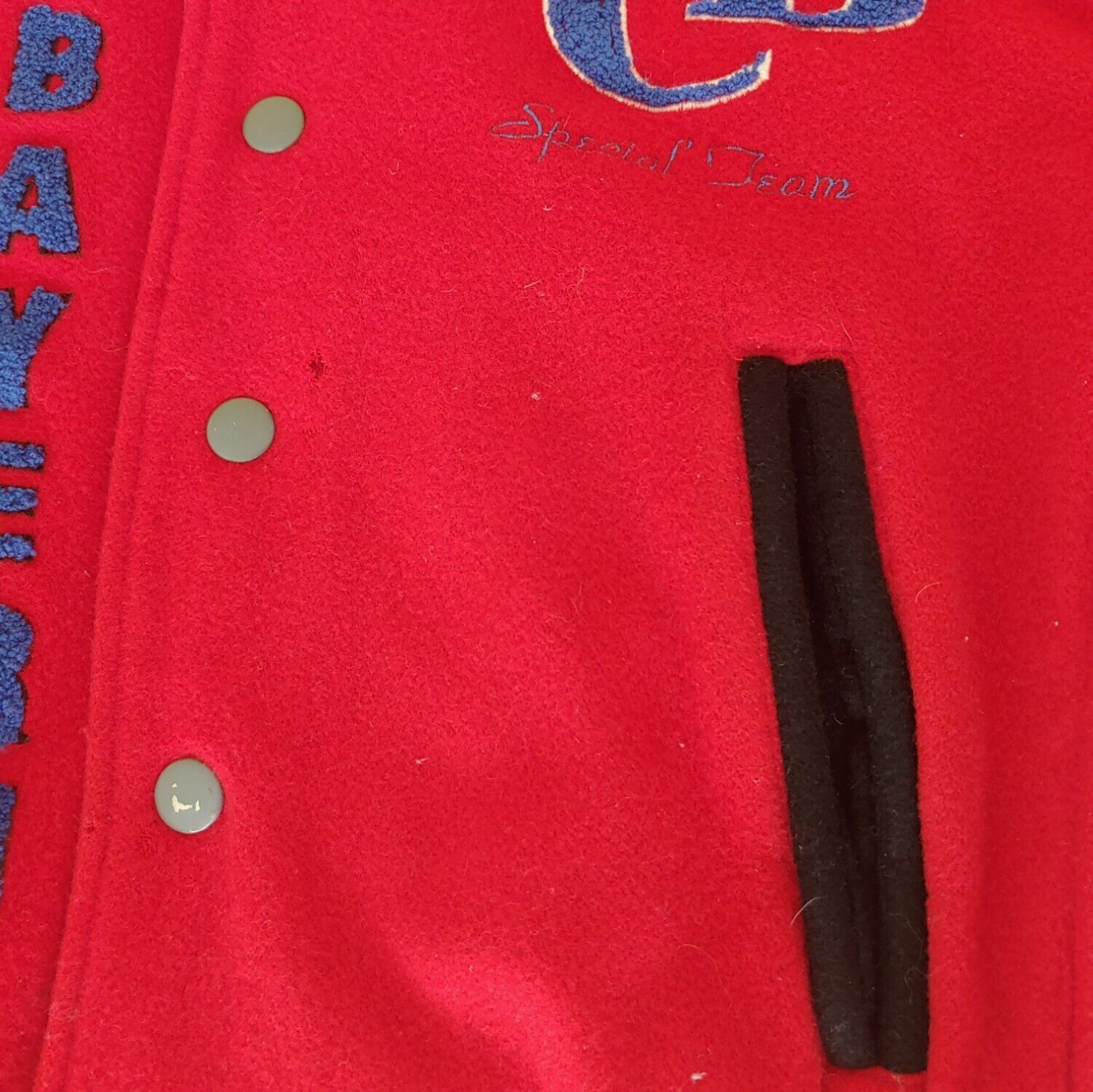Vintage 1993 Bayern Munich Munchen Football Club Red & Blue Wool Varsity Jacket Buttons - Casspios Dream