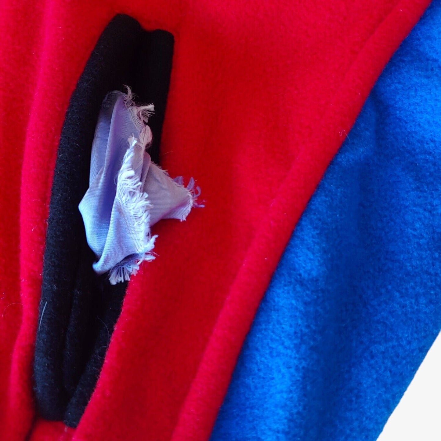 Vintage 1993 Bayern Munich Munchen Football Club Red & Blue Wool Varsity Jacket Pocket - Casspios Dream