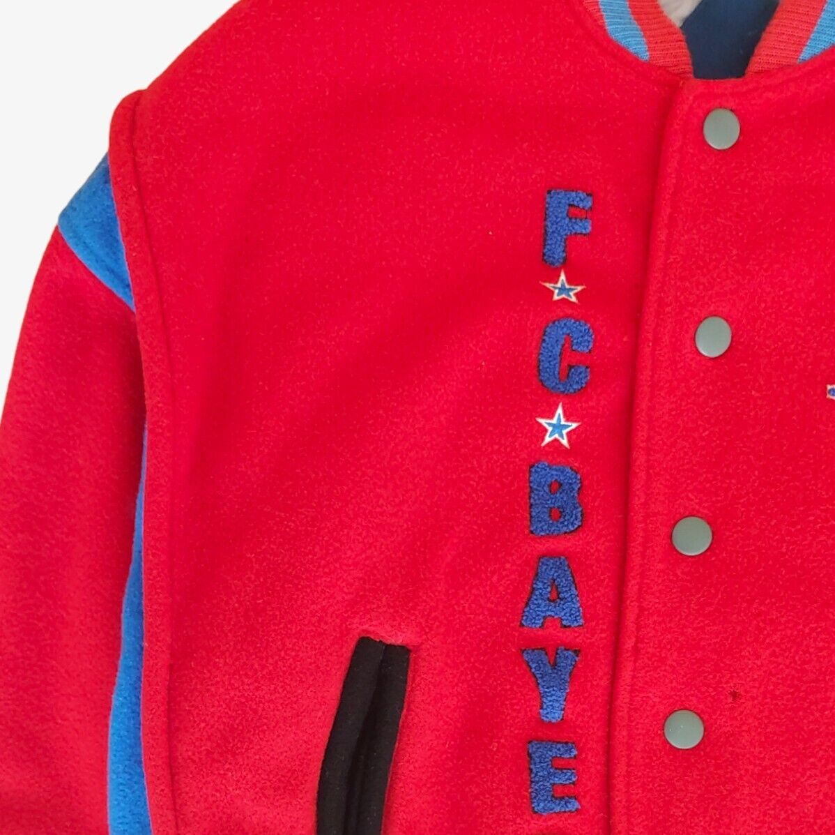 Vintage 1993 Bayern Munich Munchen Football Club Red & Blue Wool Varsity Jacket Spell Out - Casspios Dream