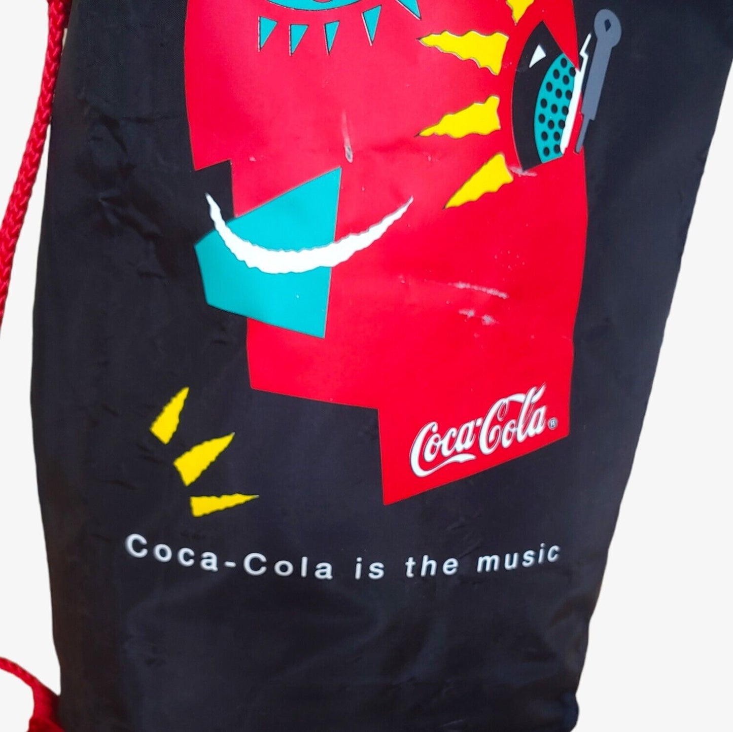 Vintage 1993 Coca Cola Is The Music Promotional Drawstring Backpack Spell Out - Casspios Dream