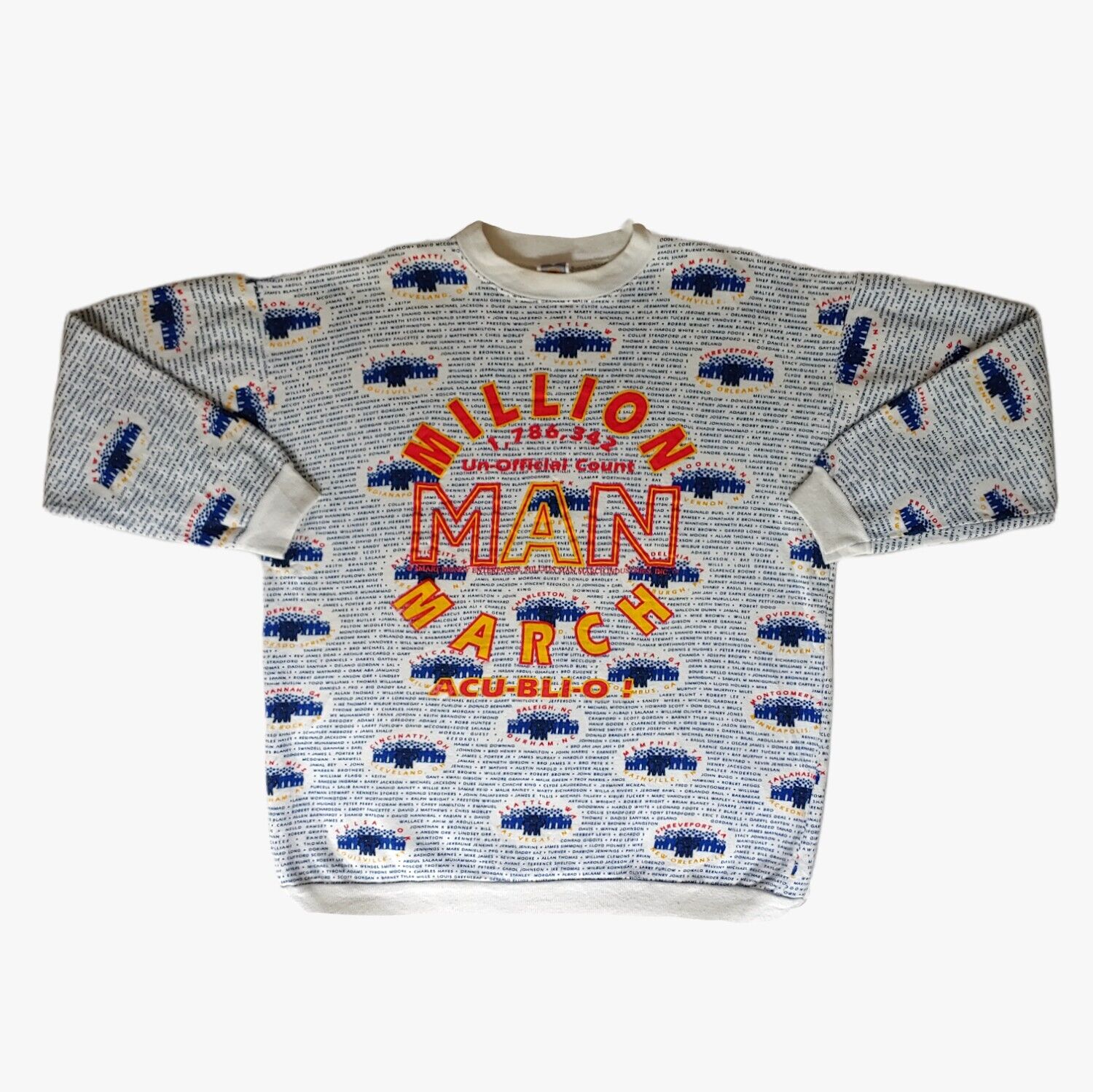 Vintage 1995 Louis Farrakhan Million Man March All Over Print Graphic Crewneck Sweatshirt - Casspios Dream