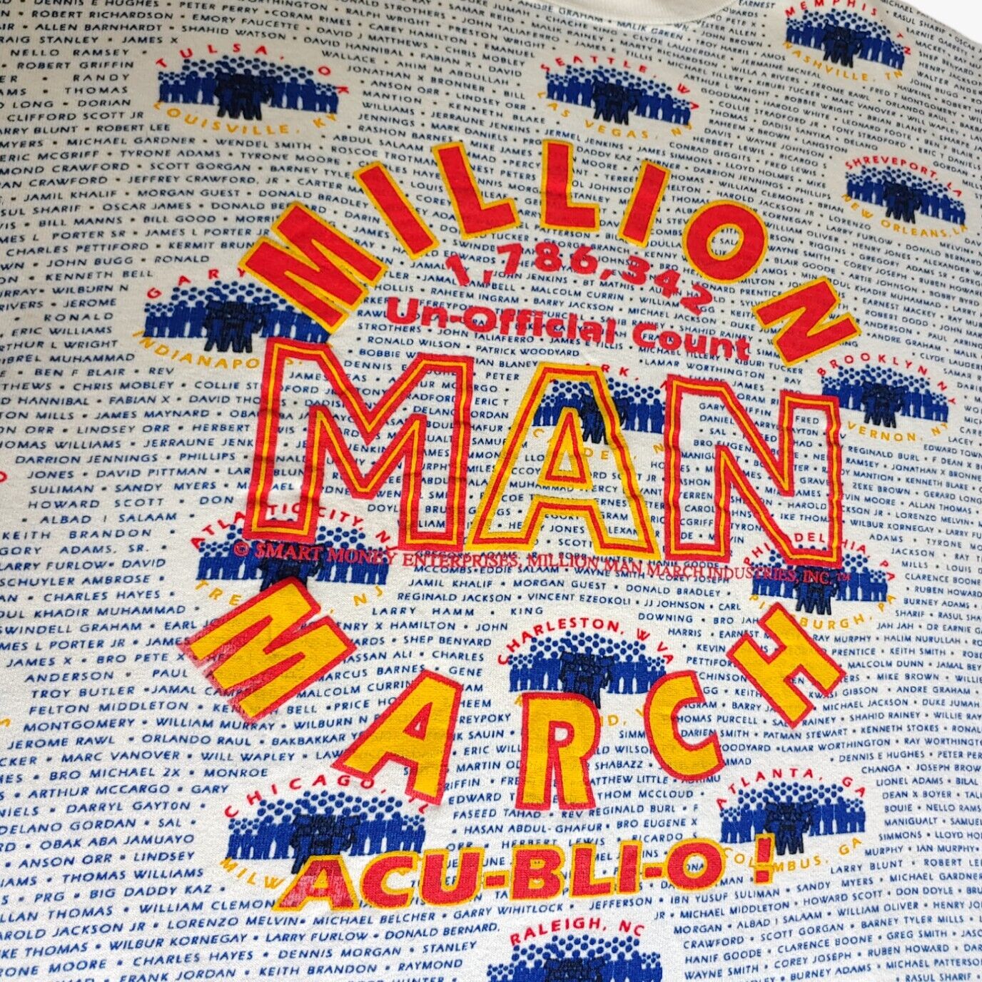 Vintage 1995 Louis Farrakhan Million Man March All Over Print Graphic Crewneck Sweatshirt Logo - Casspios Dream
