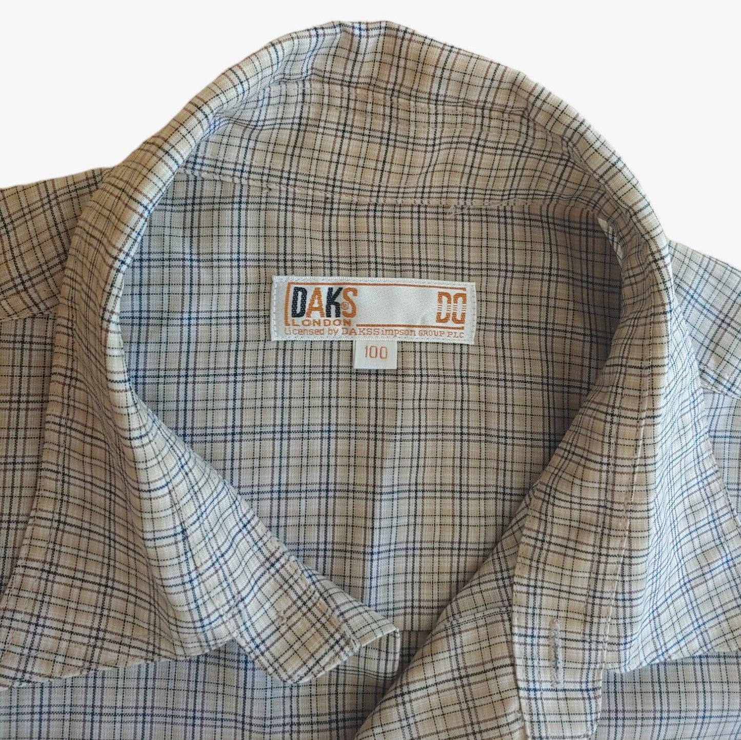 Vintage 80s Daks House Check Short Sleeve Shirt Label - Casspios Dream