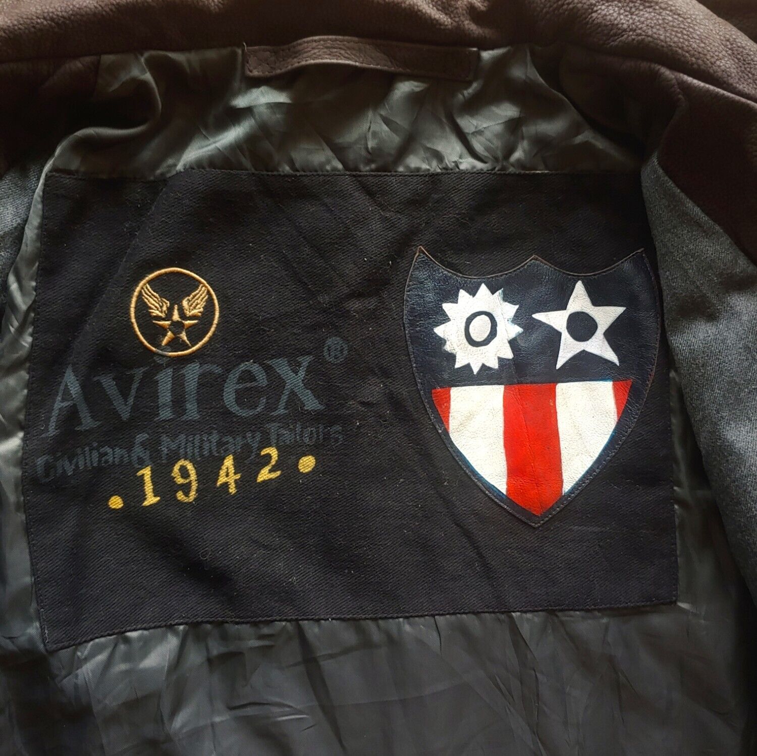 Vintage 90s AVIREX Leather Military Grade Jacket Labels - Casspios Dream