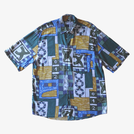 Vintage 90s Angelo Litrico Sailing Boat All Over Print Short Sleeve Shirt - Casspios Dream